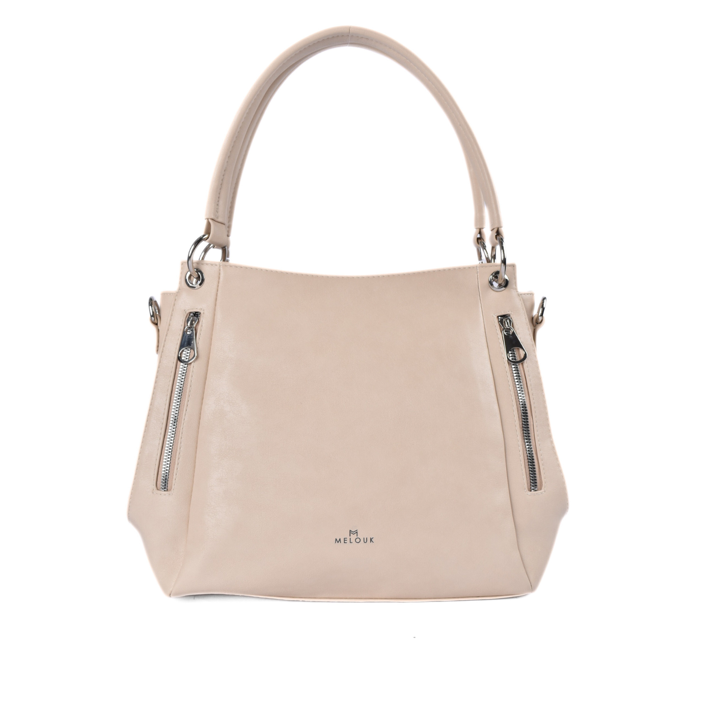 Leather Tote Bag with Zipper Details