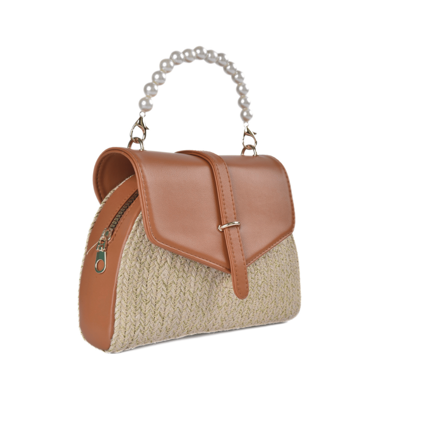 Classic Tweed Handbag with Faux Pearl Handle Melouk