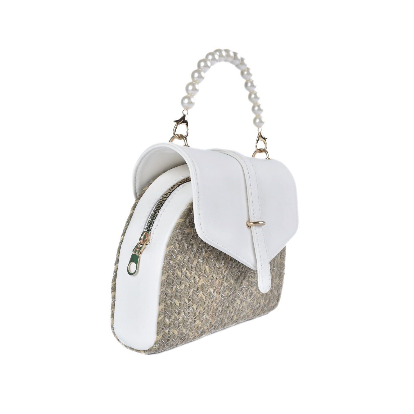 Classic Tweed Handbag with Faux Pearl Handle Melouk