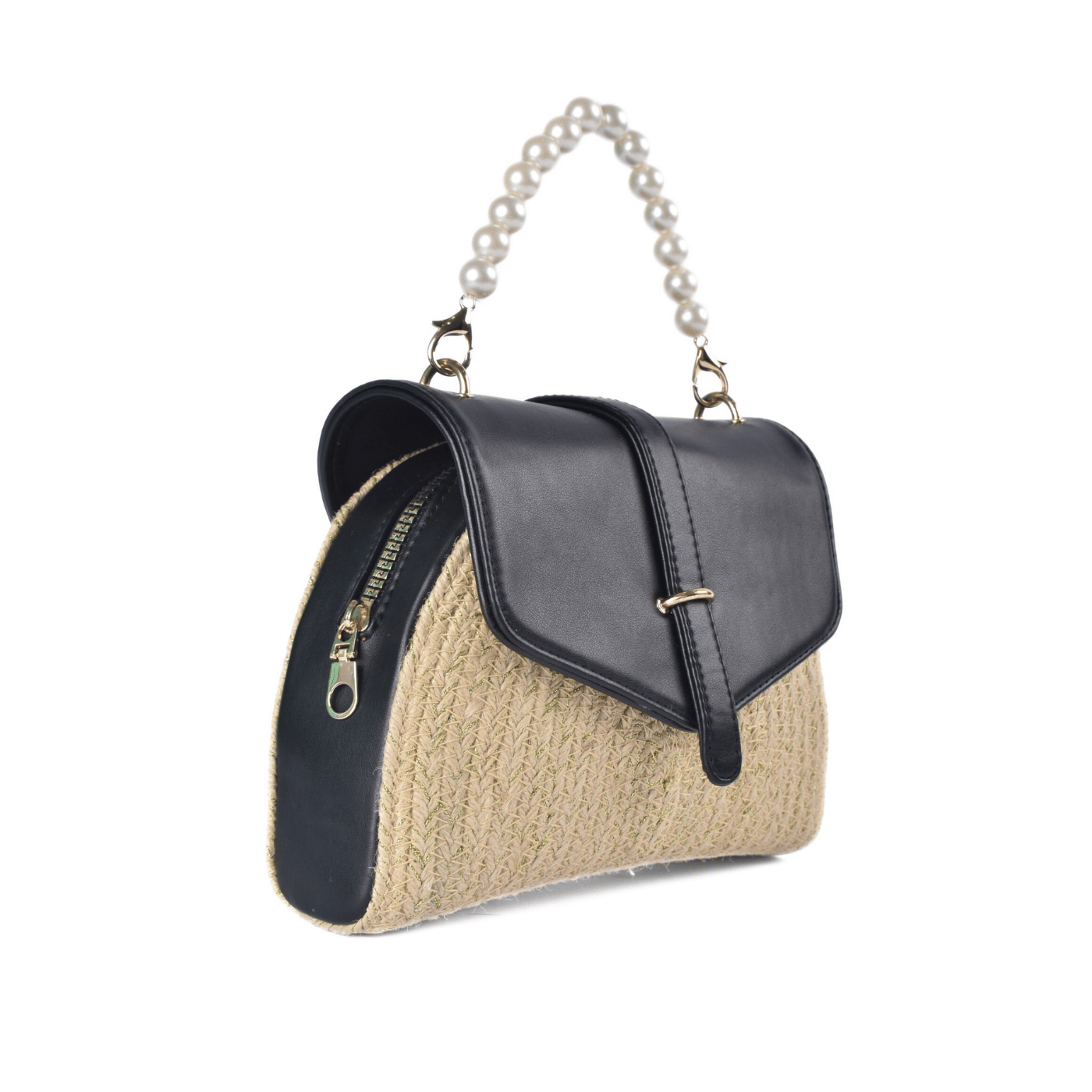 Classic Tweed Handbag with Faux Pearl Handle Melouk