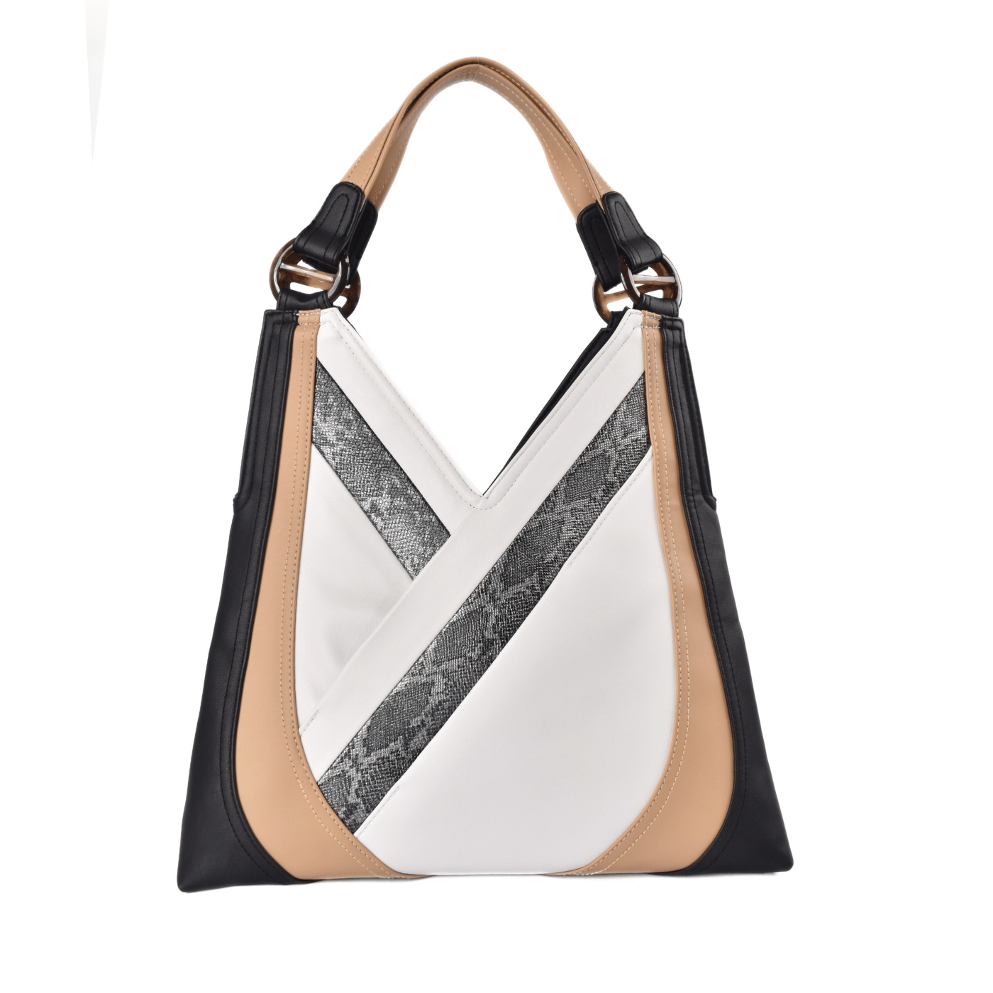 Casual Shoulder Bag with Design Details Black Melouk