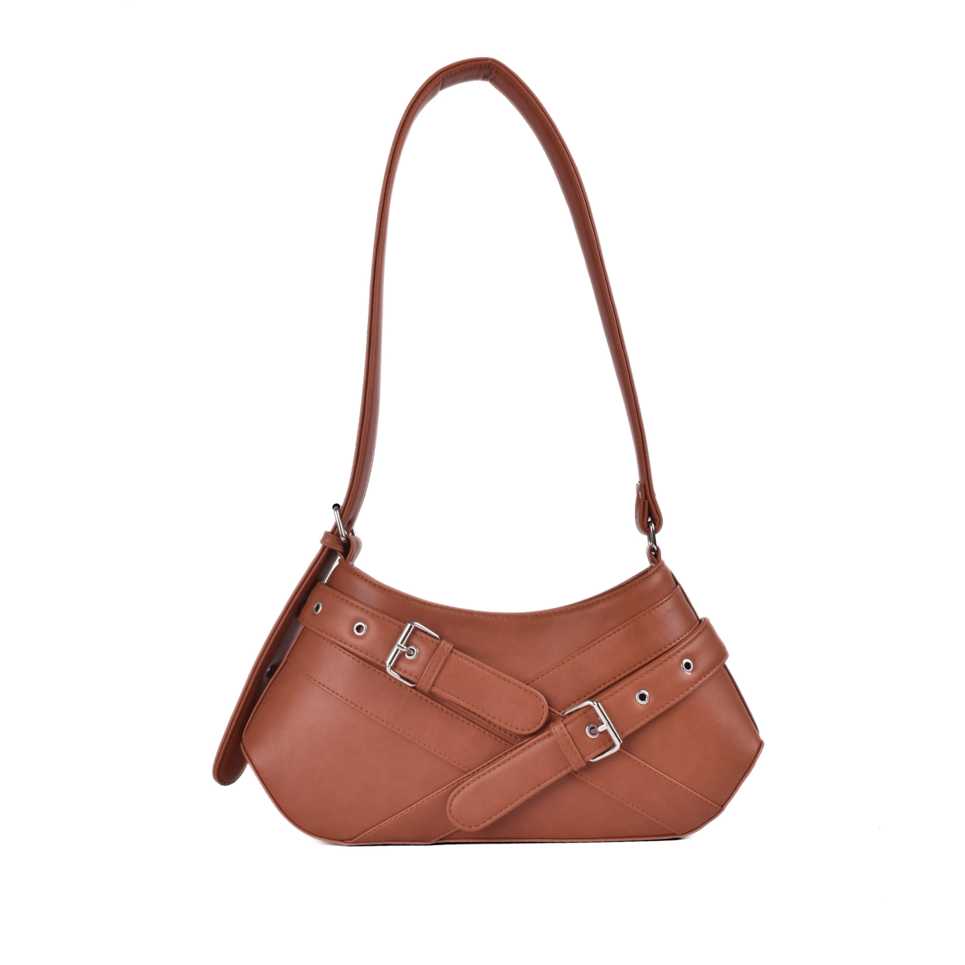 Leather casual shoulder bag with Buckle details Havana Melouk
