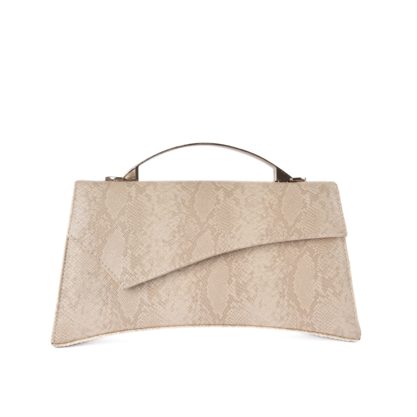 Compact Clutch Bag with Metal Grip Beige Melouk