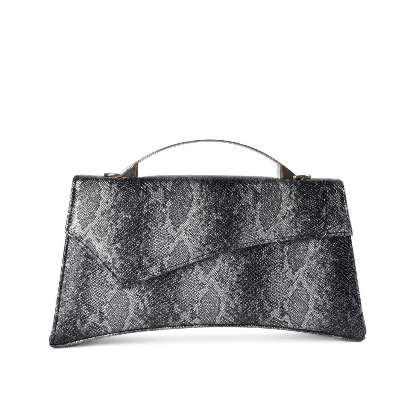 Compact Clutch Bag with Metal Grip Black Melouk