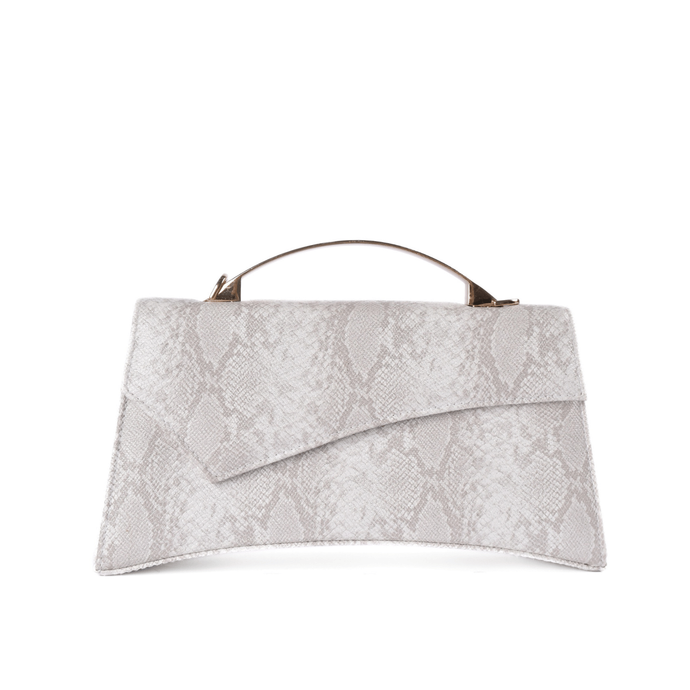 Compact Clutch Bag with Metal Grip White Melouk