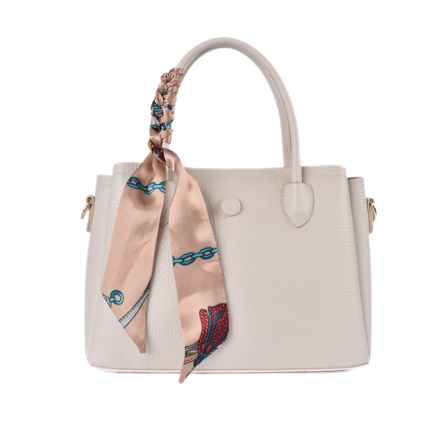 Leather Tote with Decorative Scarf
