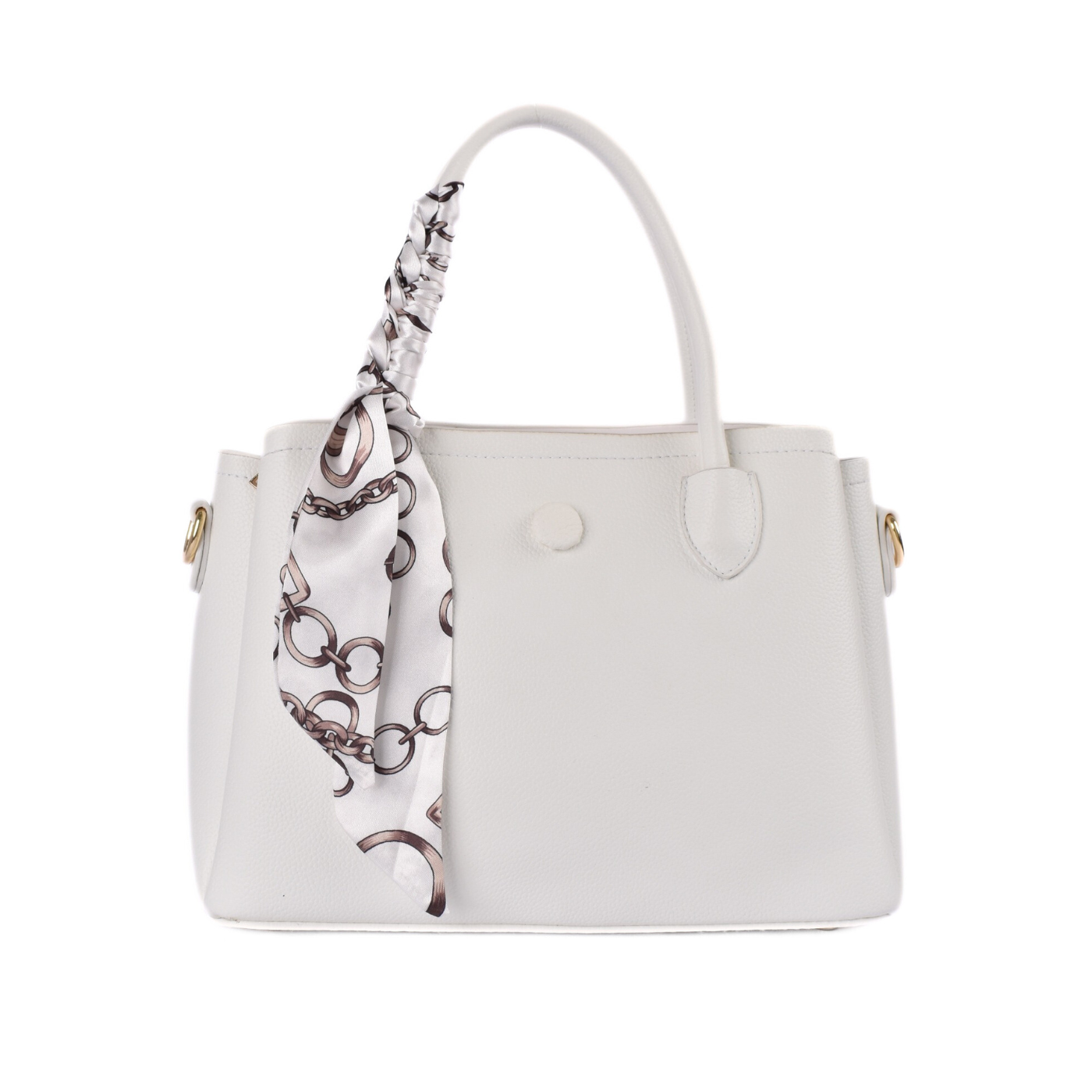 Leather Tote with Decorative Scarf