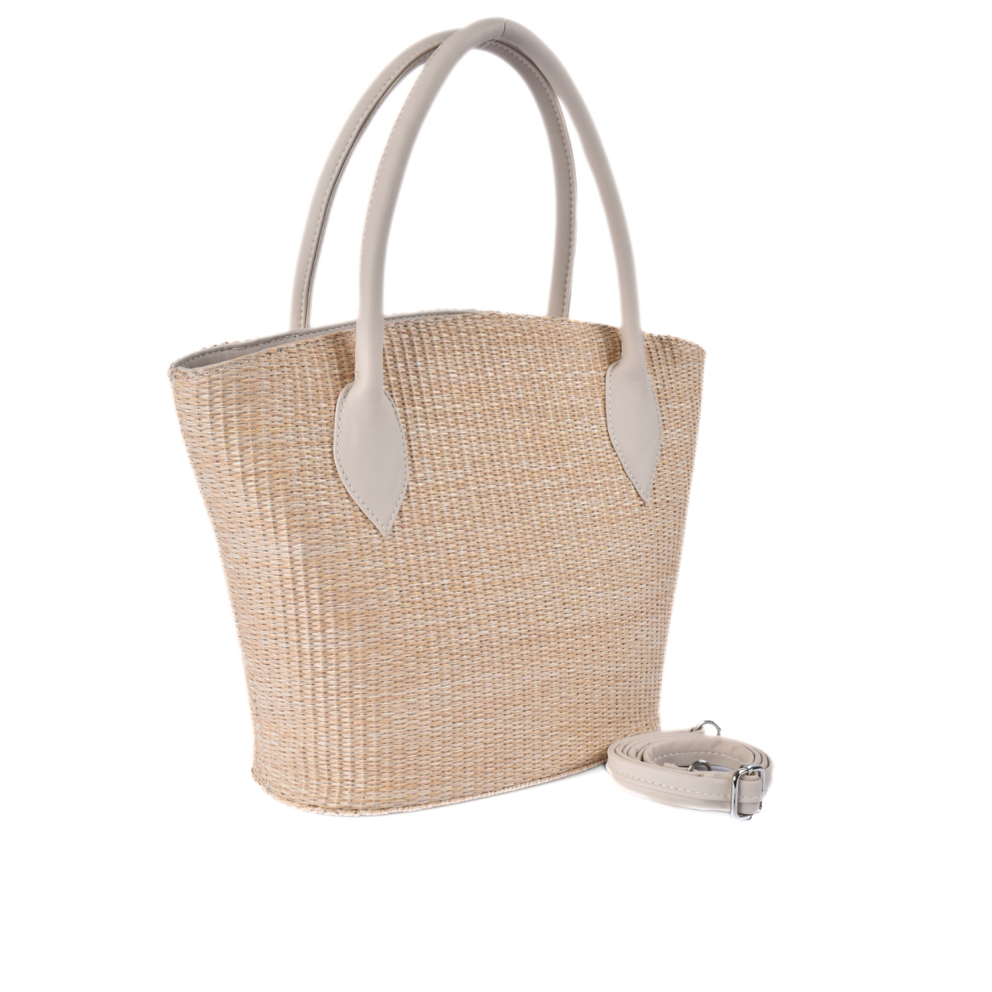 Woven Shoulder Bag With Leather Handles Melouk