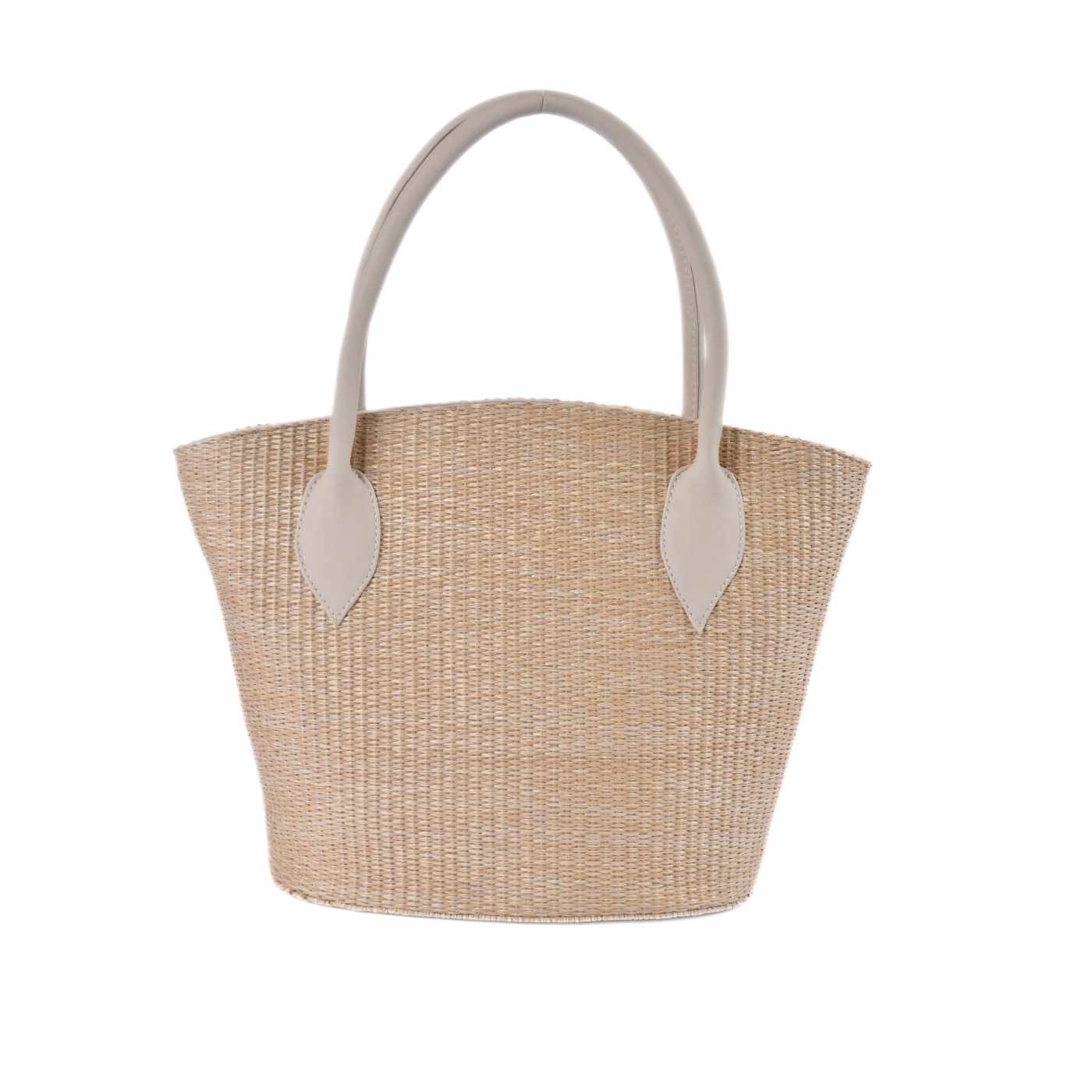 Woven Shoulder Bag With Leather Handles Beige Melouk