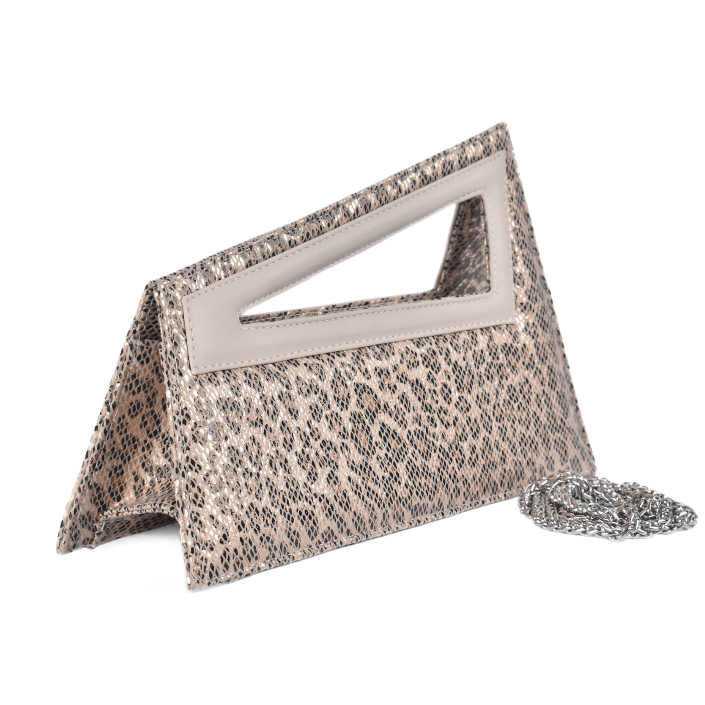 Chic Geometric Clutch Bag with Metallic with Chain Strap Melouk