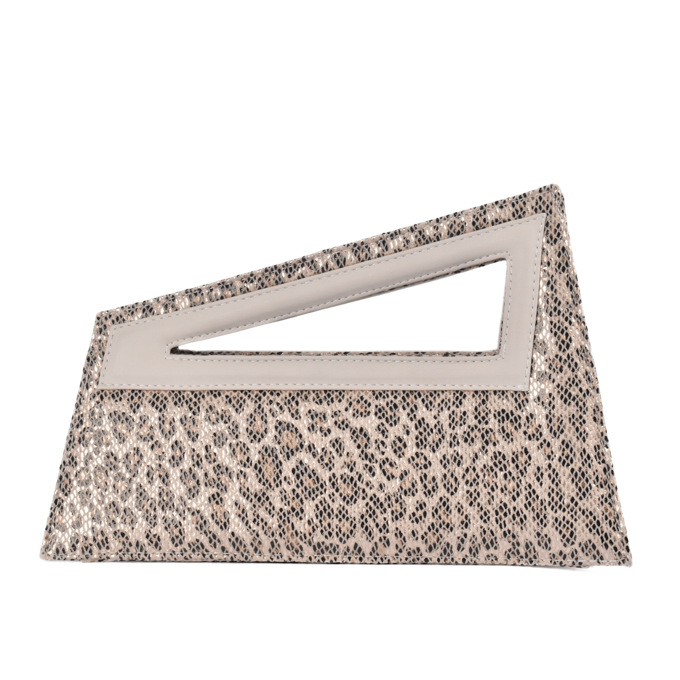 Chic Geometric Clutch Bag with Metallic with Chain Strap Beige Melouk