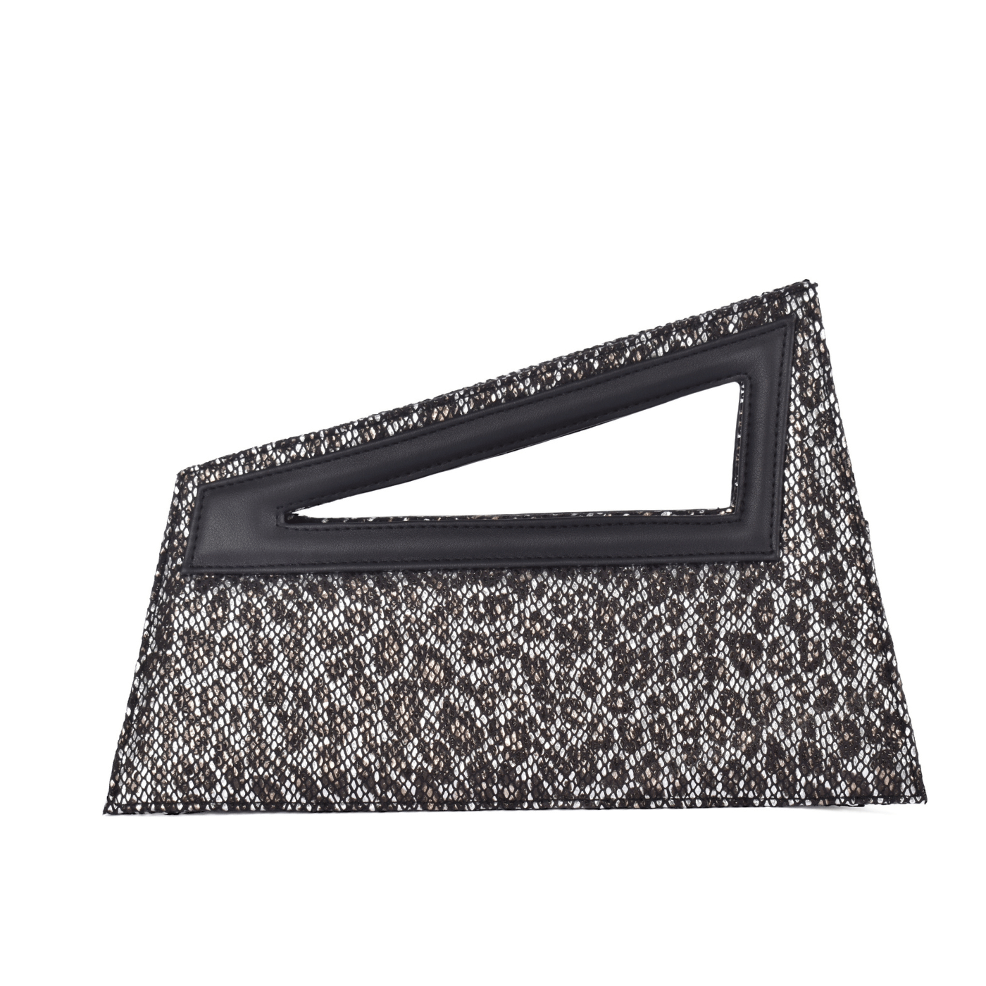 Chic Geometric Clutch Bag with Metallic with Chain Strap Black Melouk