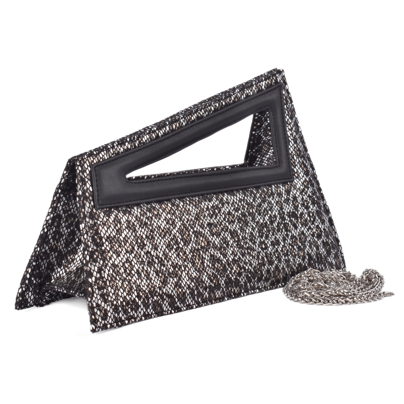 Chic Geometric Clutch Bag with Metallic with Chain Strap Melouk