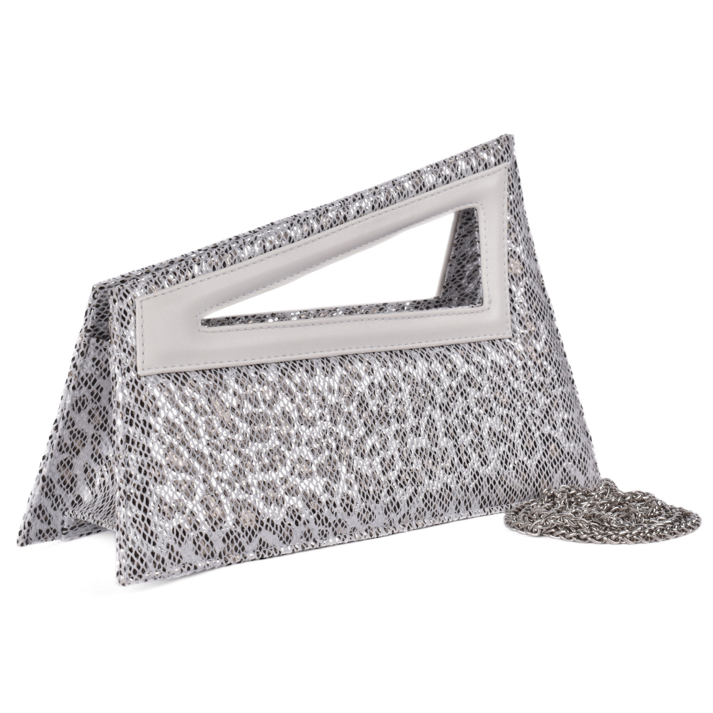 Chic Geometric Clutch Bag with Metallic with Chain Strap Melouk