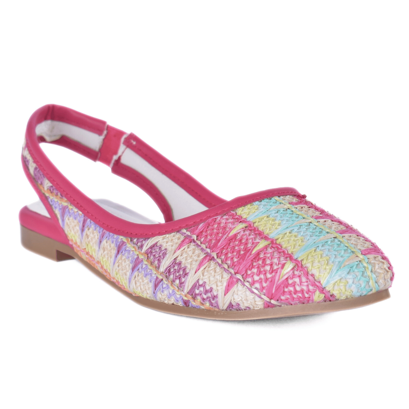 Colorful Summer Slip-On Flats with Woven Detail Fuchsia Melouk