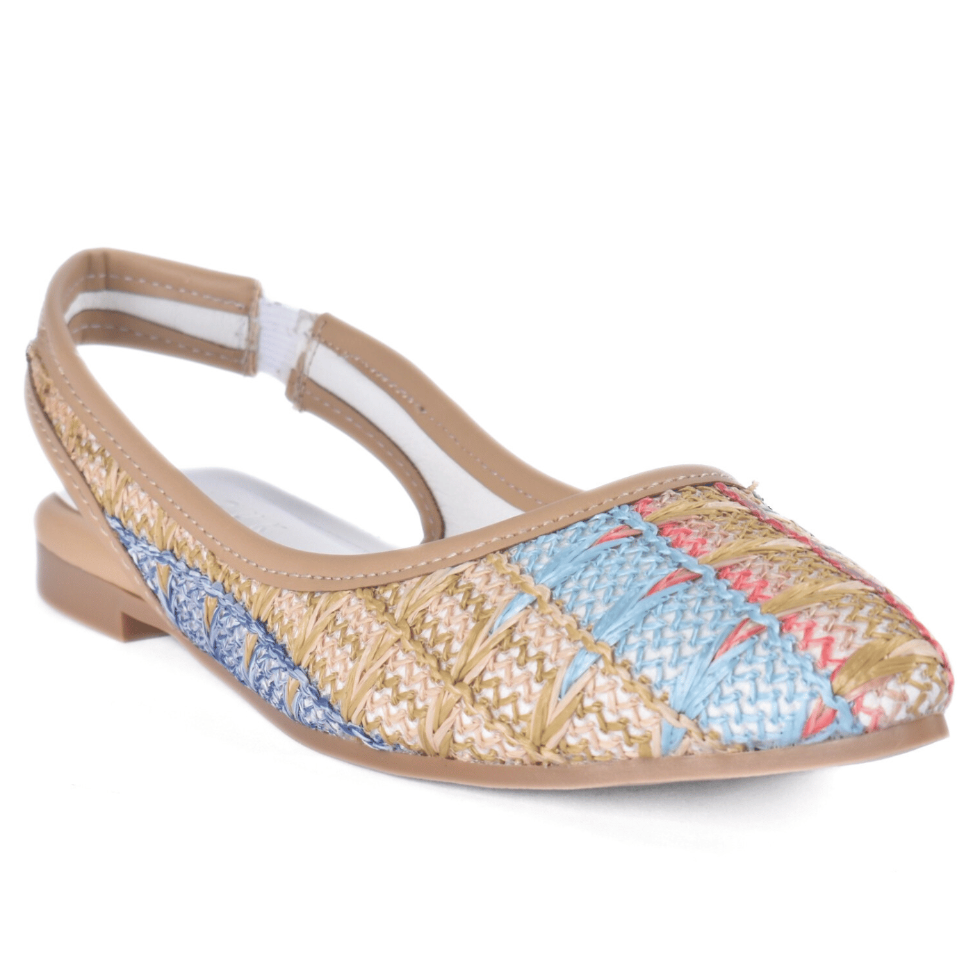 Colorful Summer Slip-On Flats with Woven Detail Beige Melouk