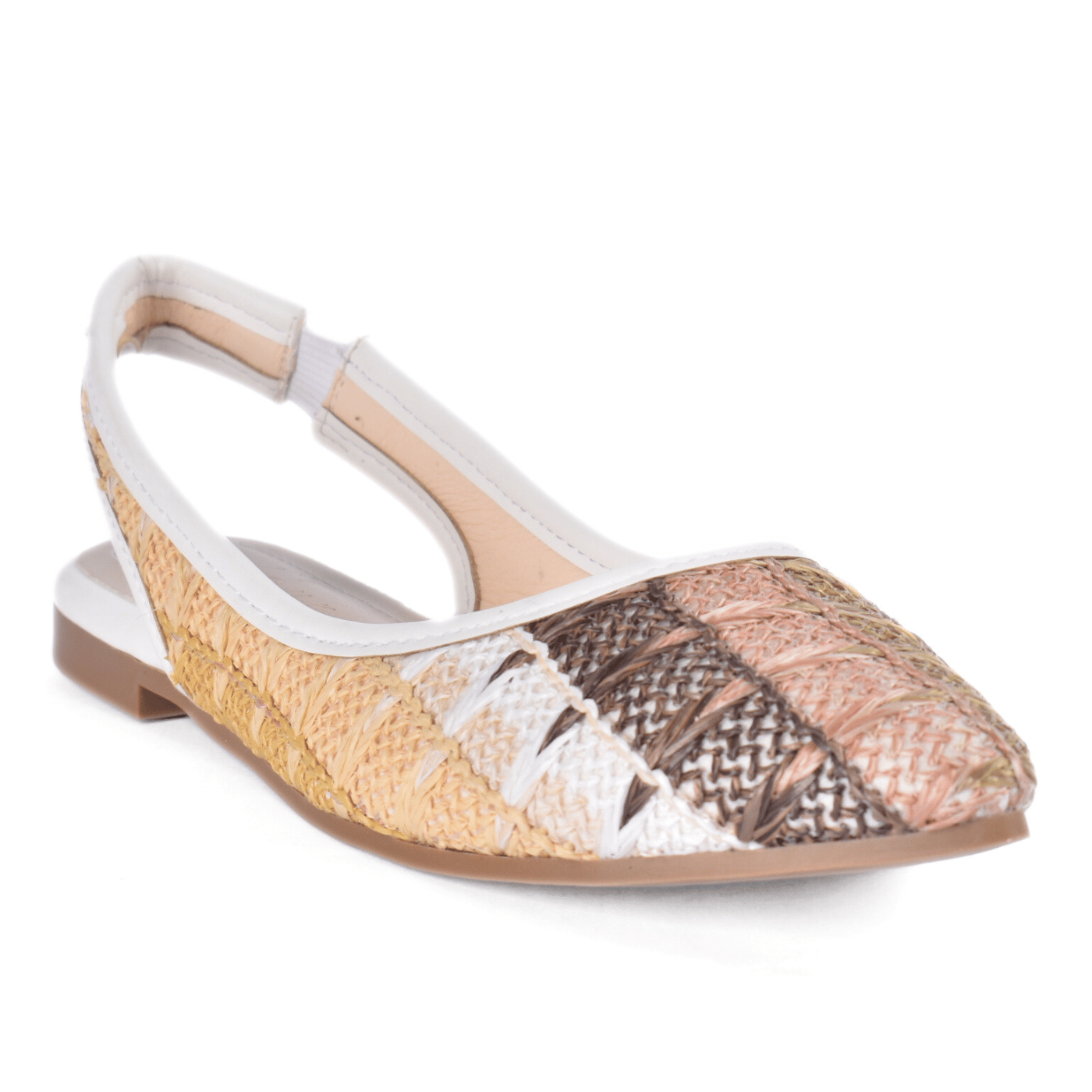 Colorful Summer Slip-On Flats with Woven Detail Coffee Melouk