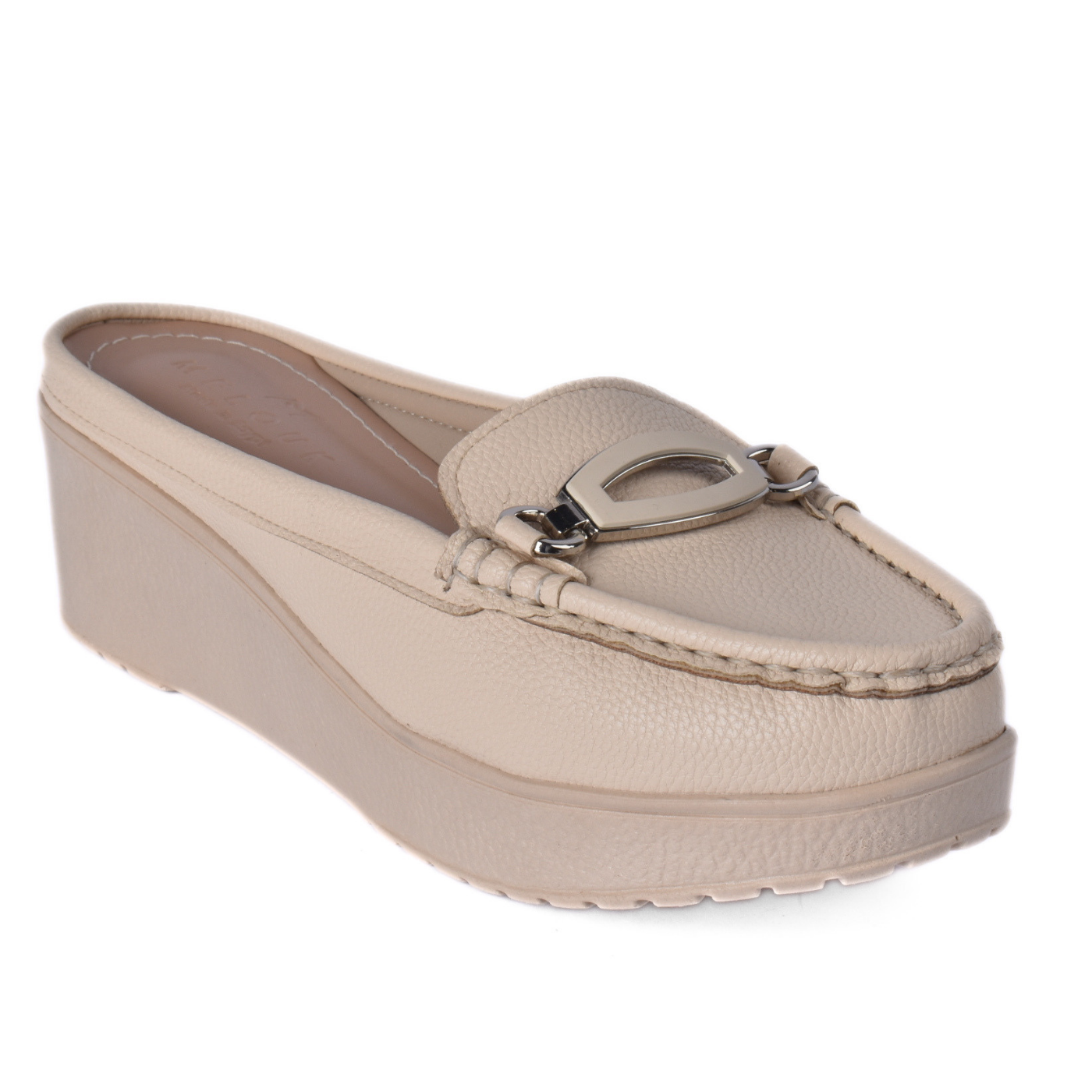Platform Mule Loafer with Metal Detail