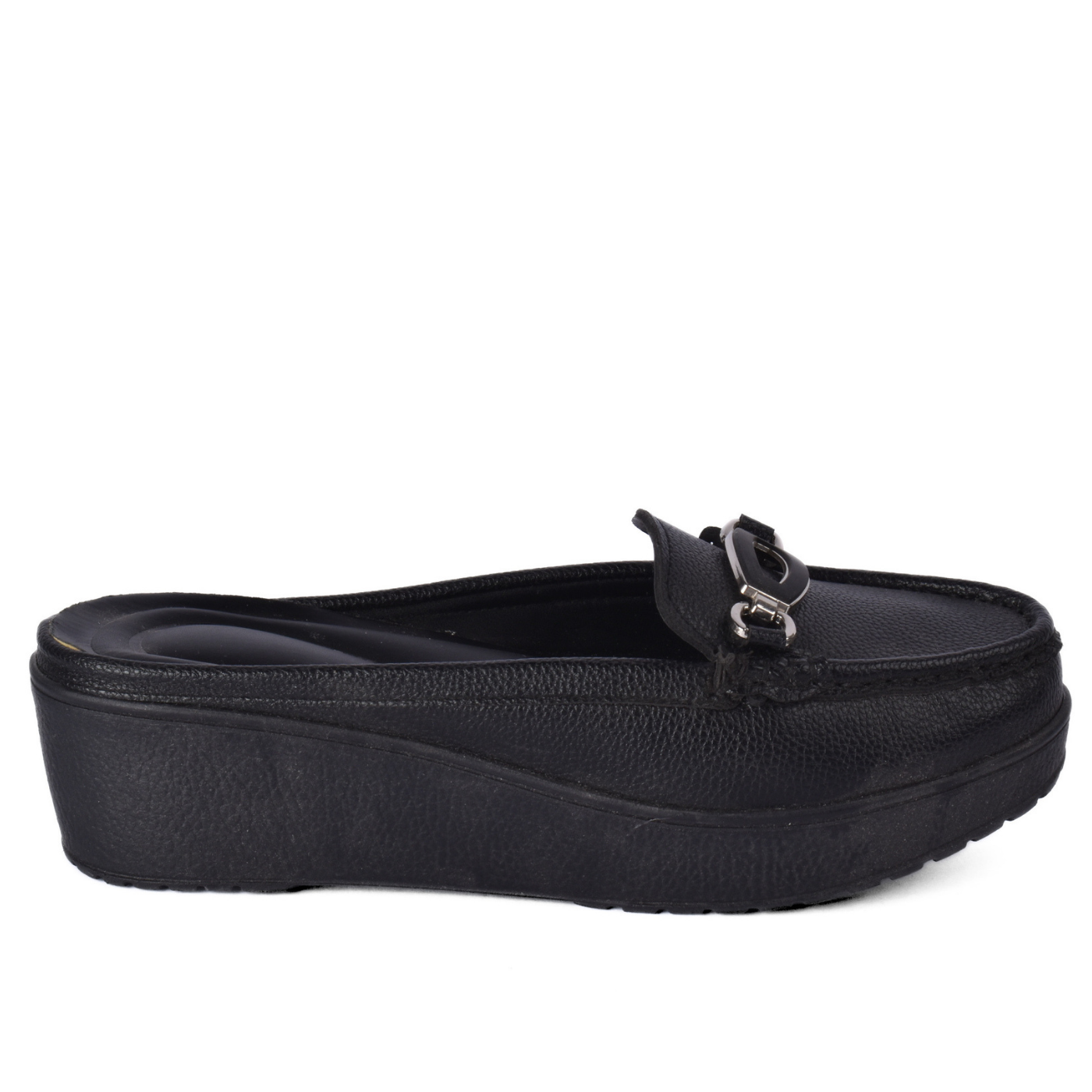 Platform Mule Loafer with Metal Detail