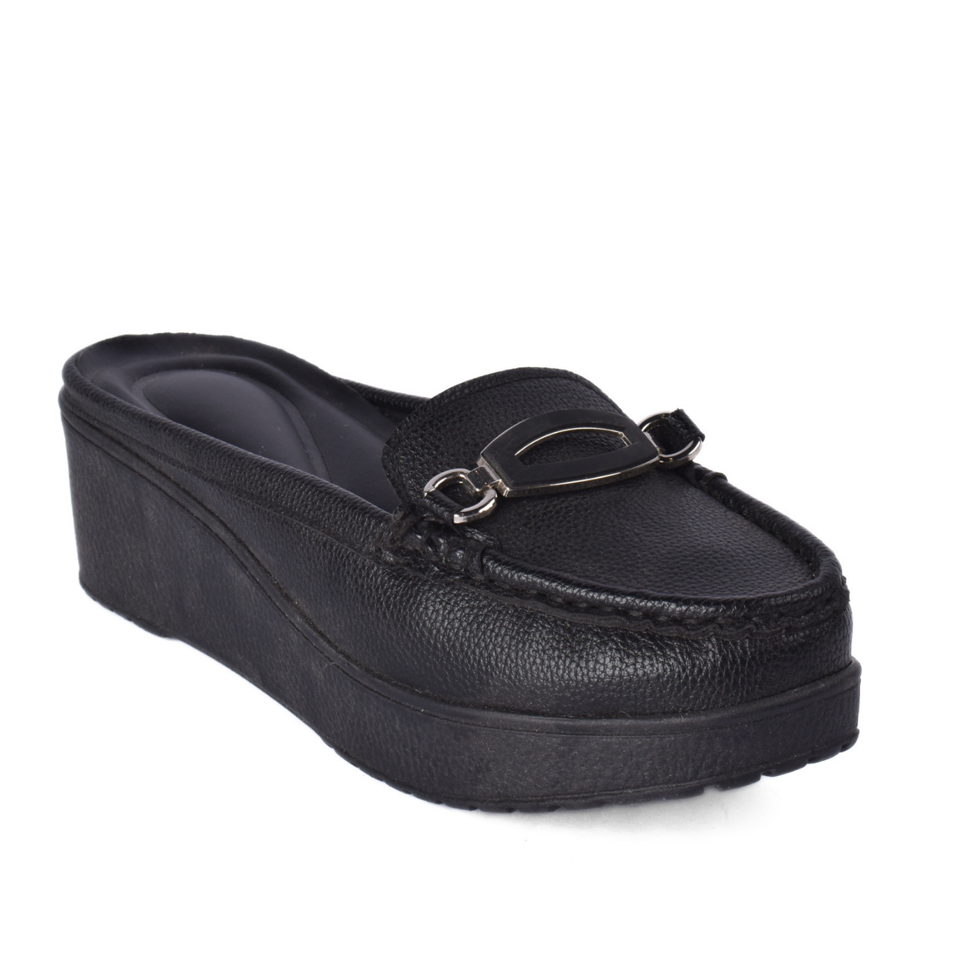 Platform Mule Loafer with Metal Detail