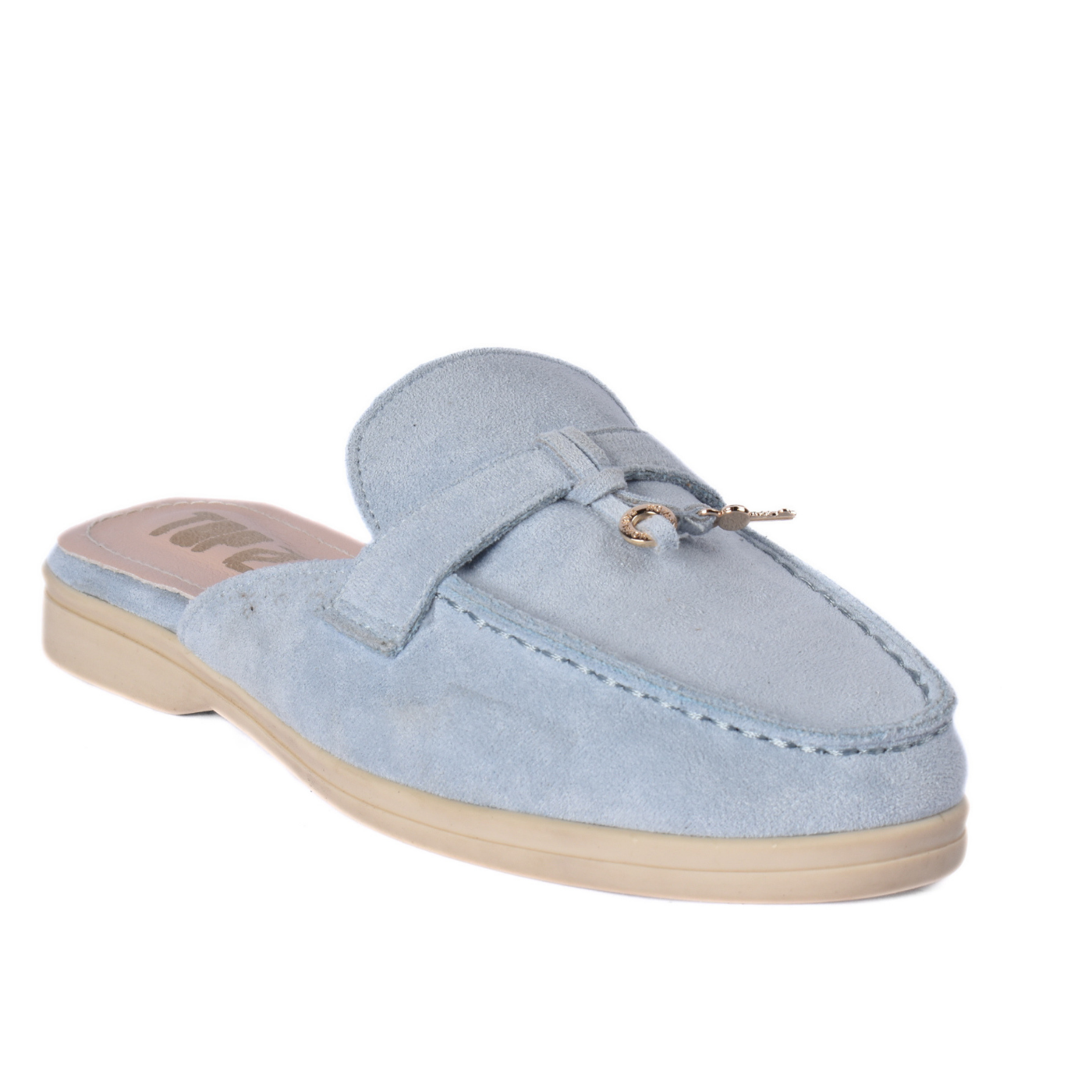 Women Pointed Toe Mule Loafers Slip-on Light Blue