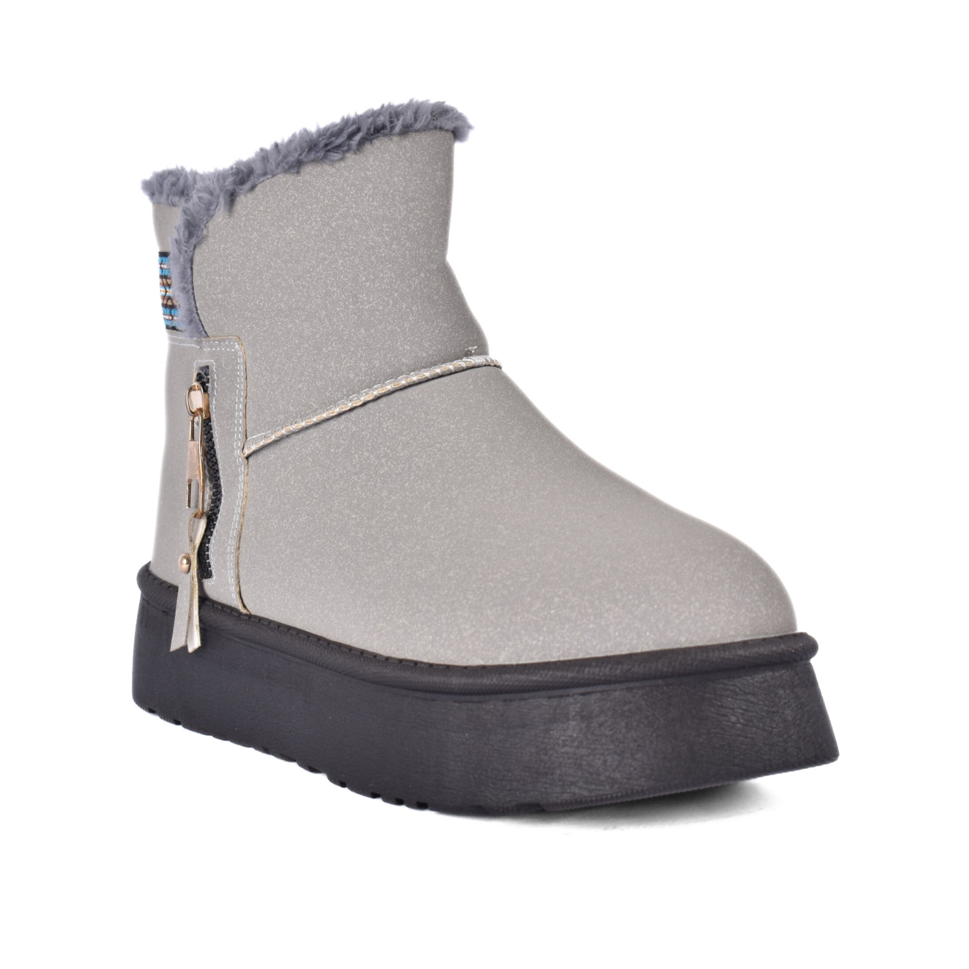 Suede Mule with Decorative Stitching