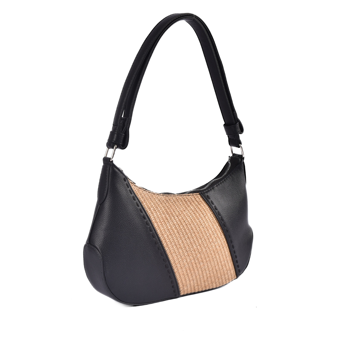 Chic Contrast Shoulder Bag With Straw Detail Melouk