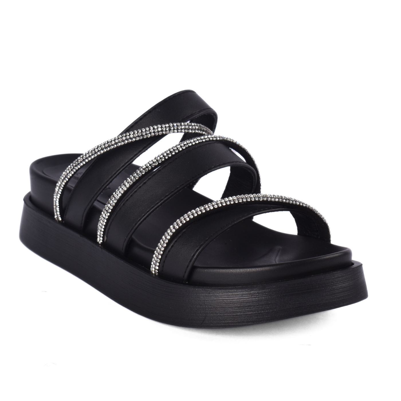 Platform Slide Slipper Black Melouk