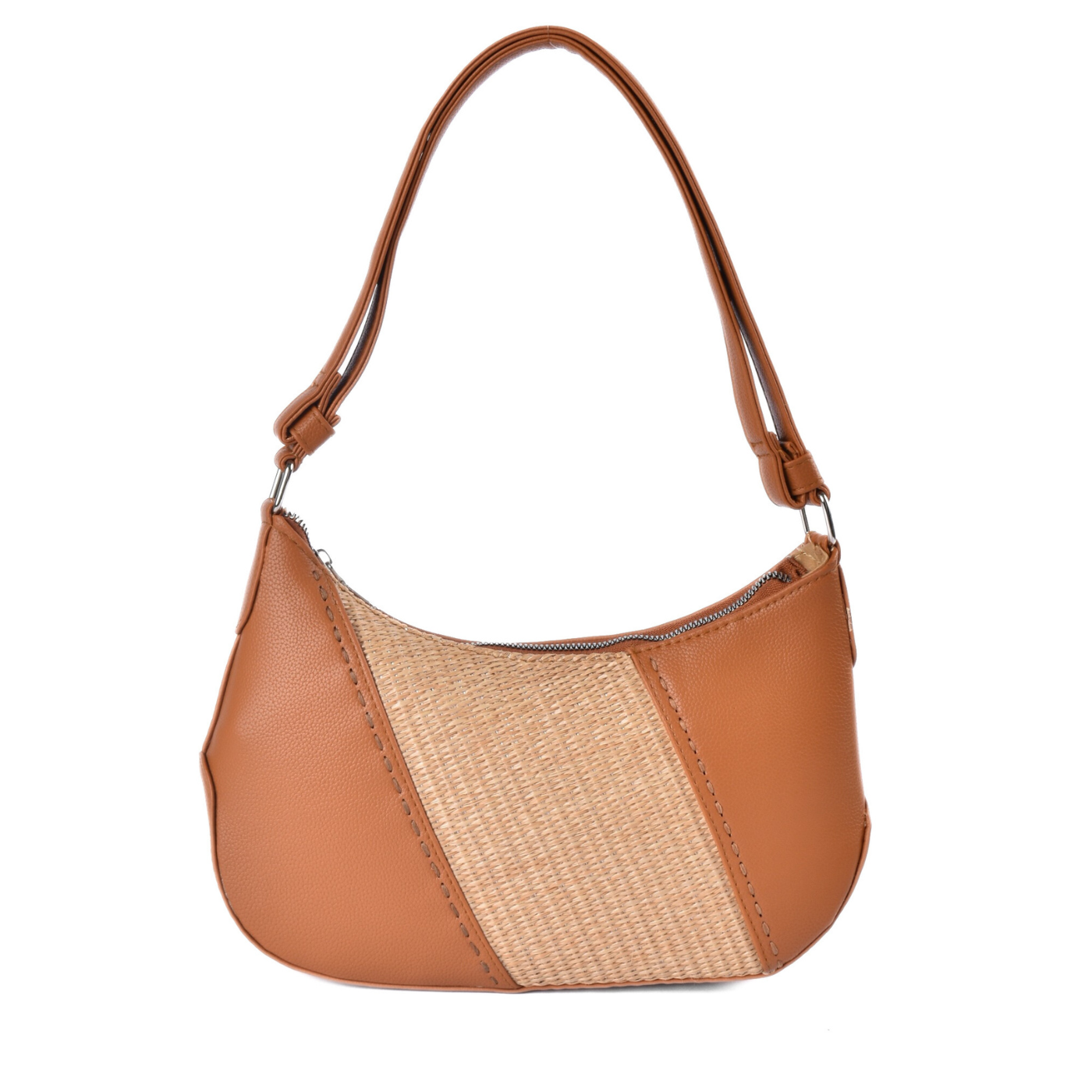 Chic Contrast Shoulder Bag With Straw Detail havana Melouk
