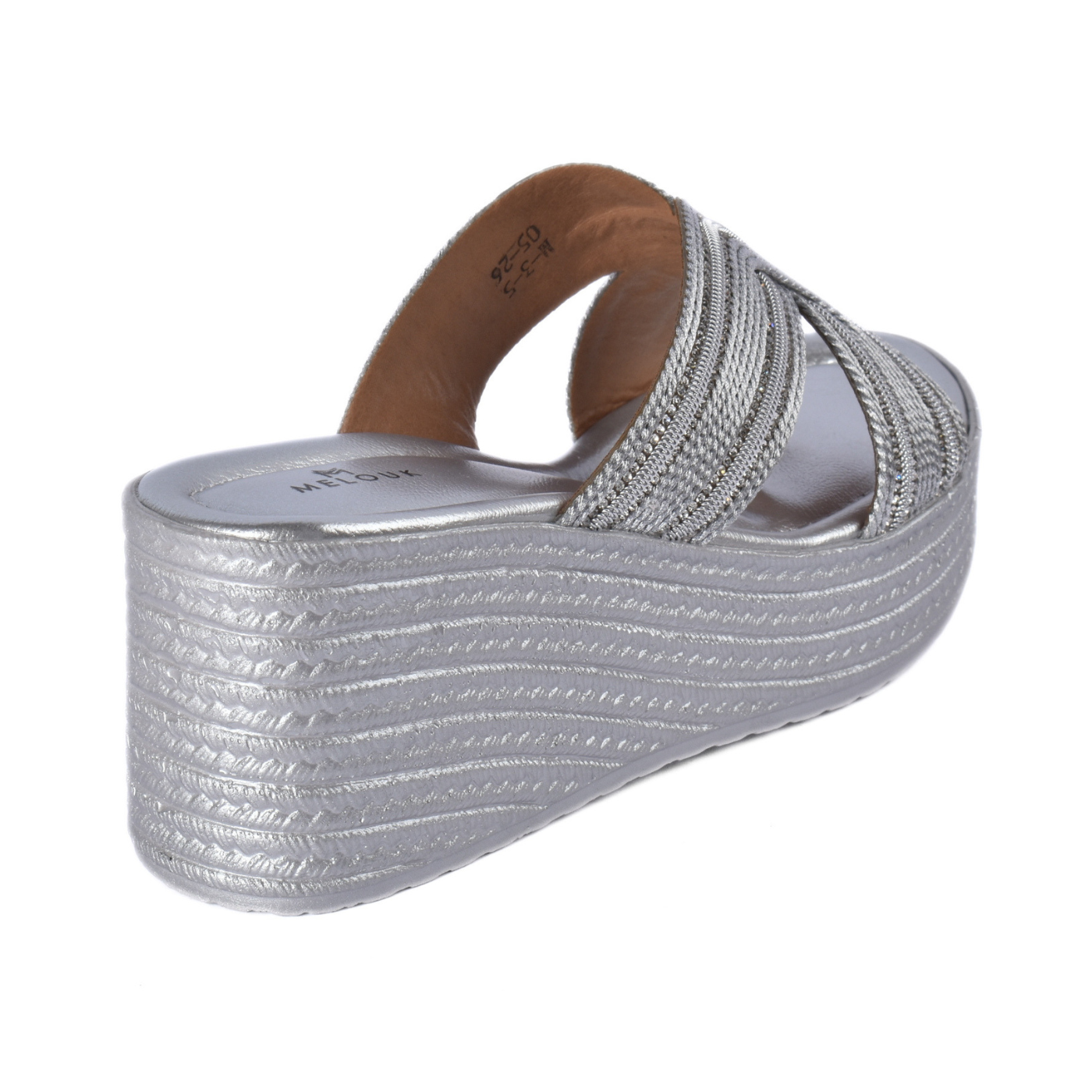 Women's Metallic Cross Strap Wedge Slipper