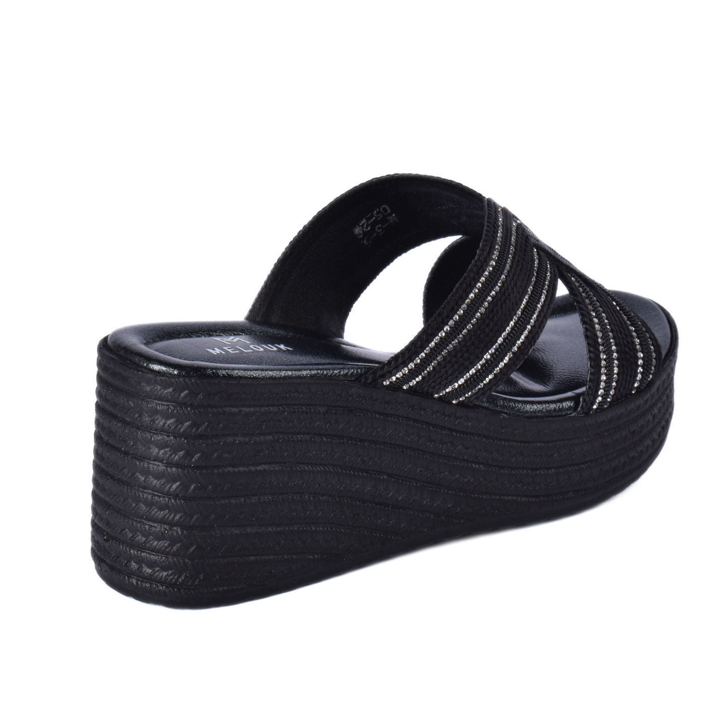 Women's Metallic Cross Strap Wedge Slipper