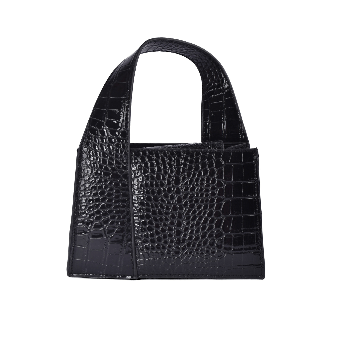 Glossy Statement Cross Body Bag Black Melouk