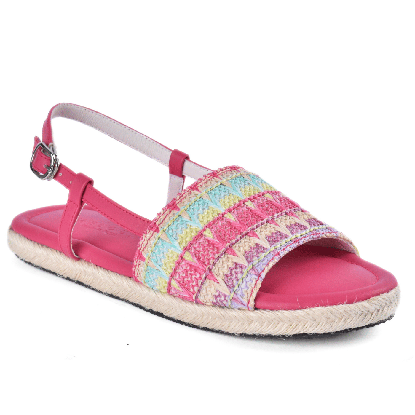 Colorful Braided Summer Sandals with Buckle Strap Fuchsia Melouk