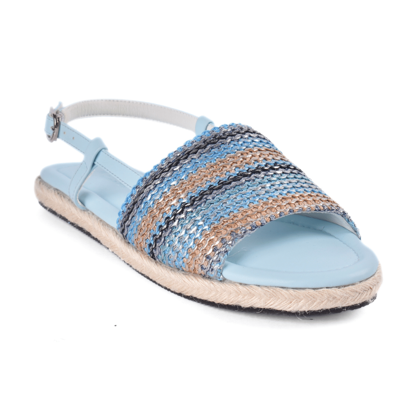 Rainbow Woven Espadrille Sandals Light Blue Melouk