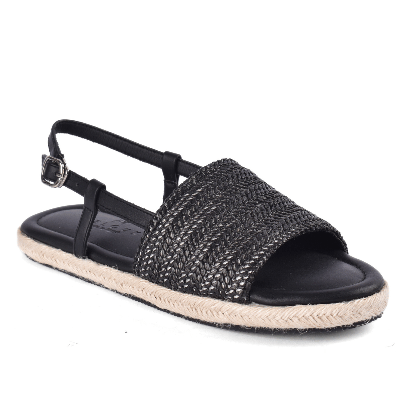 Rainbow Woven Espadrille Sandals Black Melouk
