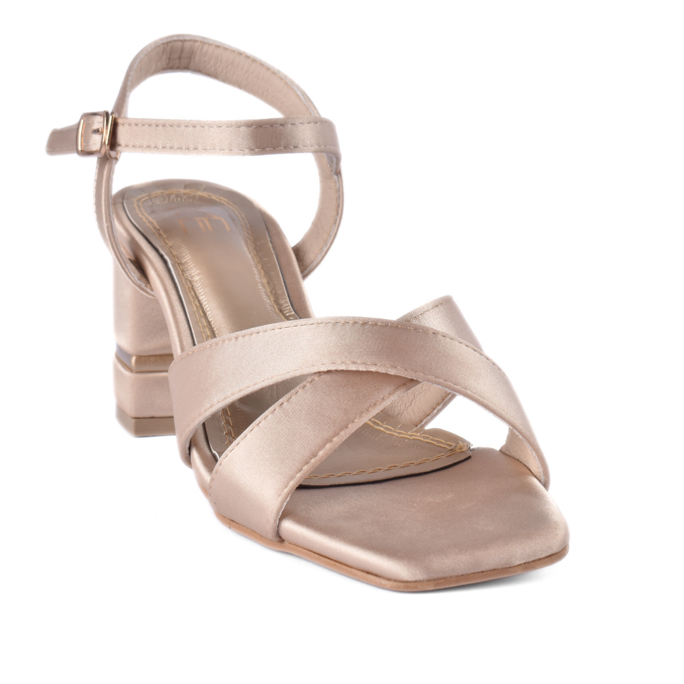 Sleek Low Block Heel Sandals Gold Melouk