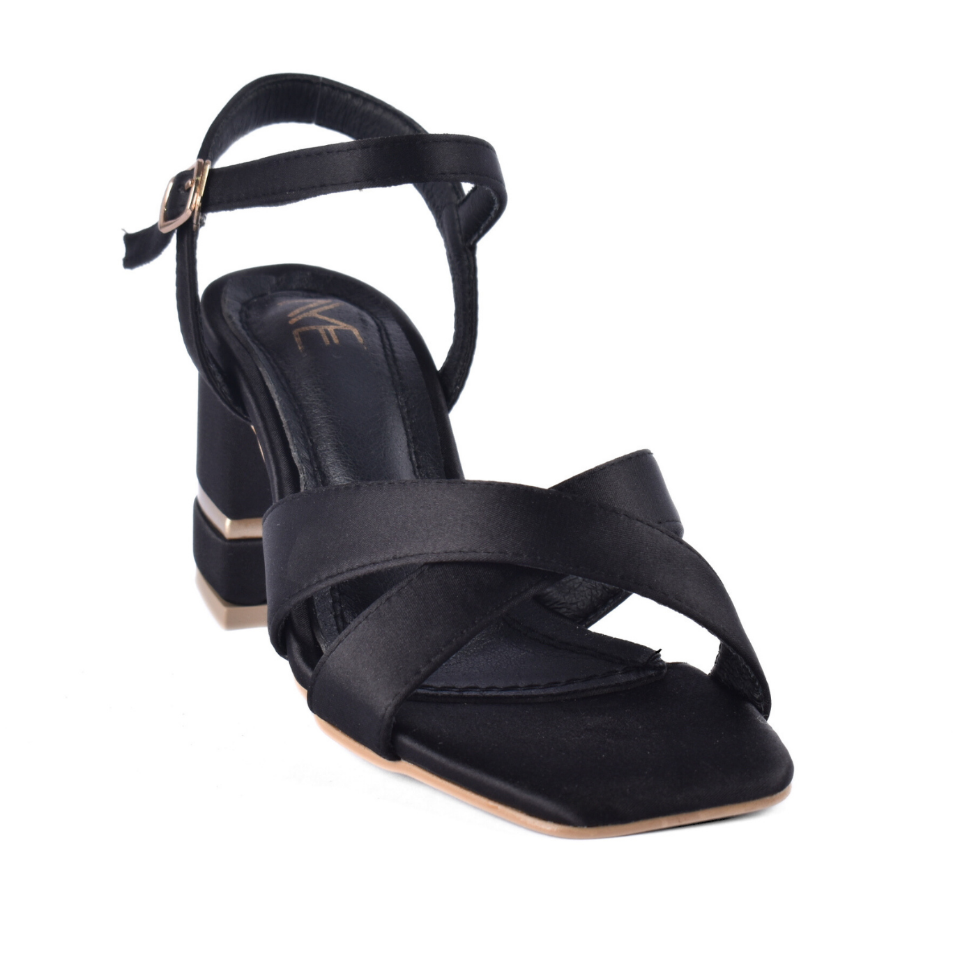 Sleek Low Block Heel Sandals Black Melouk