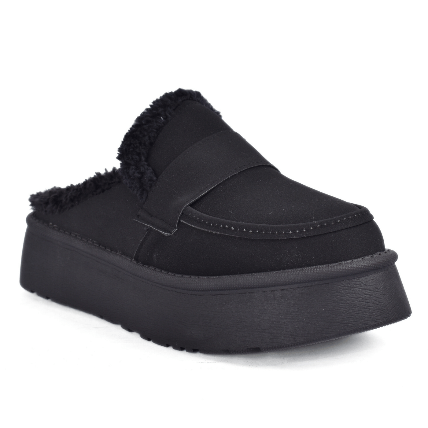 Cozy Faux Fur Lined Platform Mules