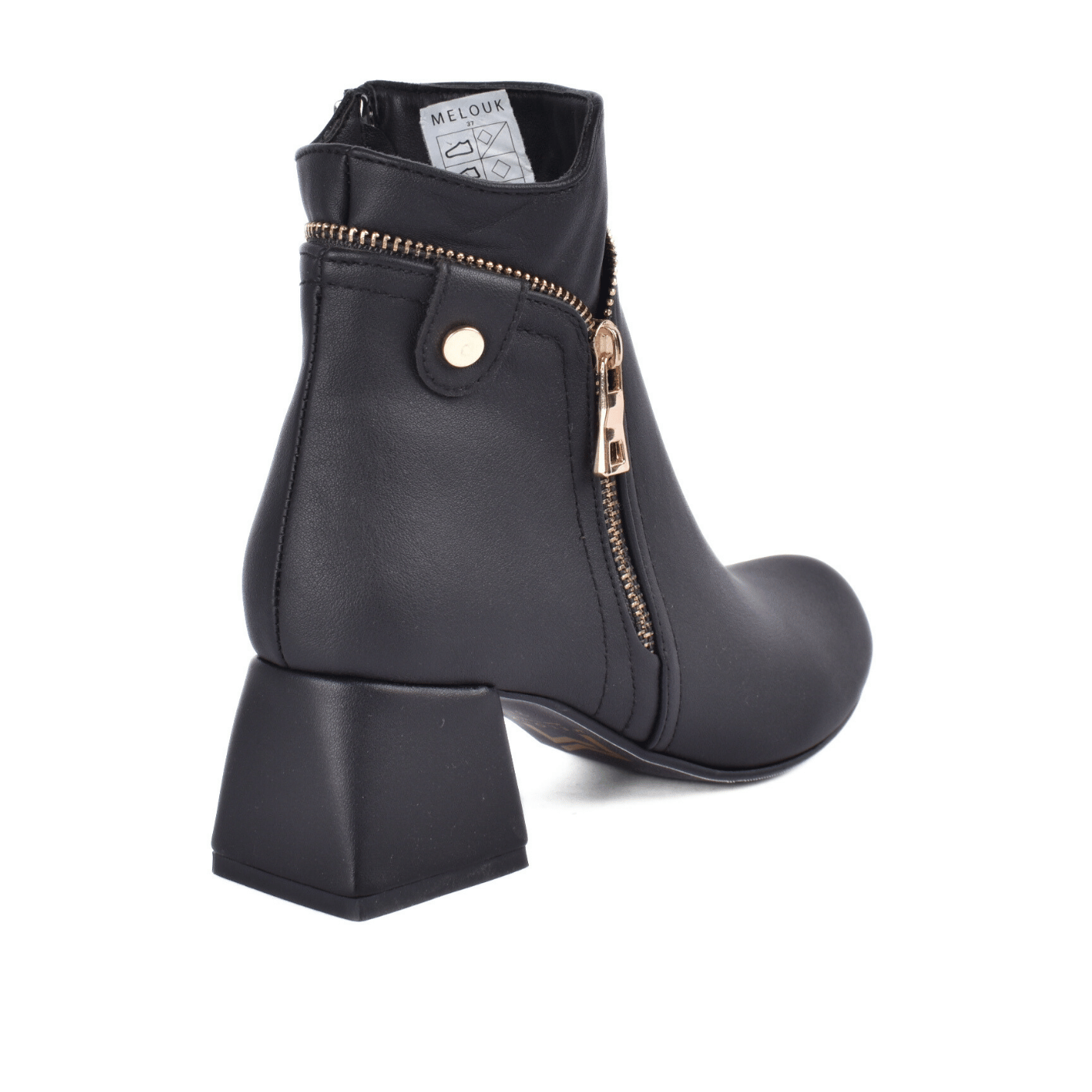 Quilted Mid-Heel Leather Half Boot