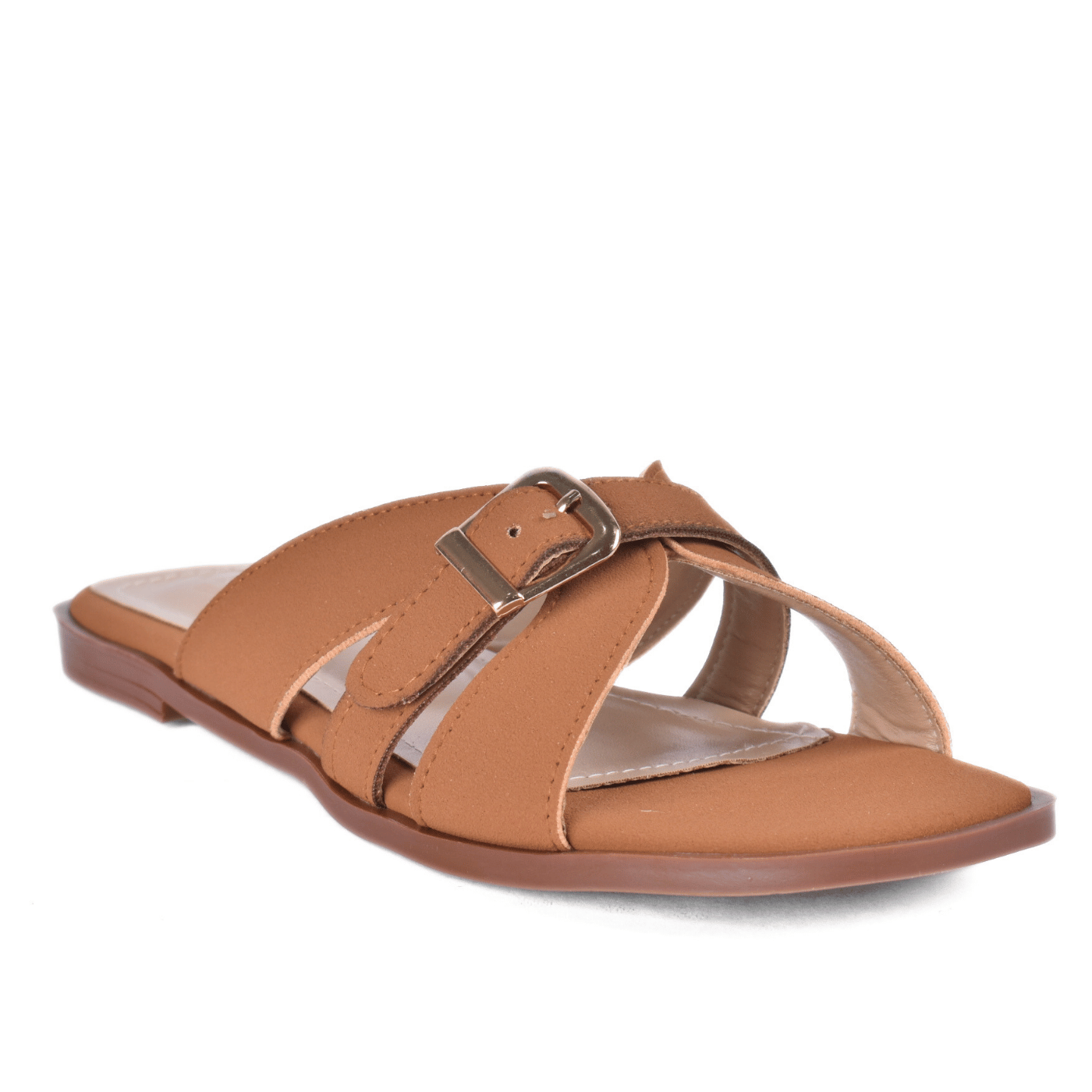 Open-Toe Flats with Buckle Detail Havana Melouk