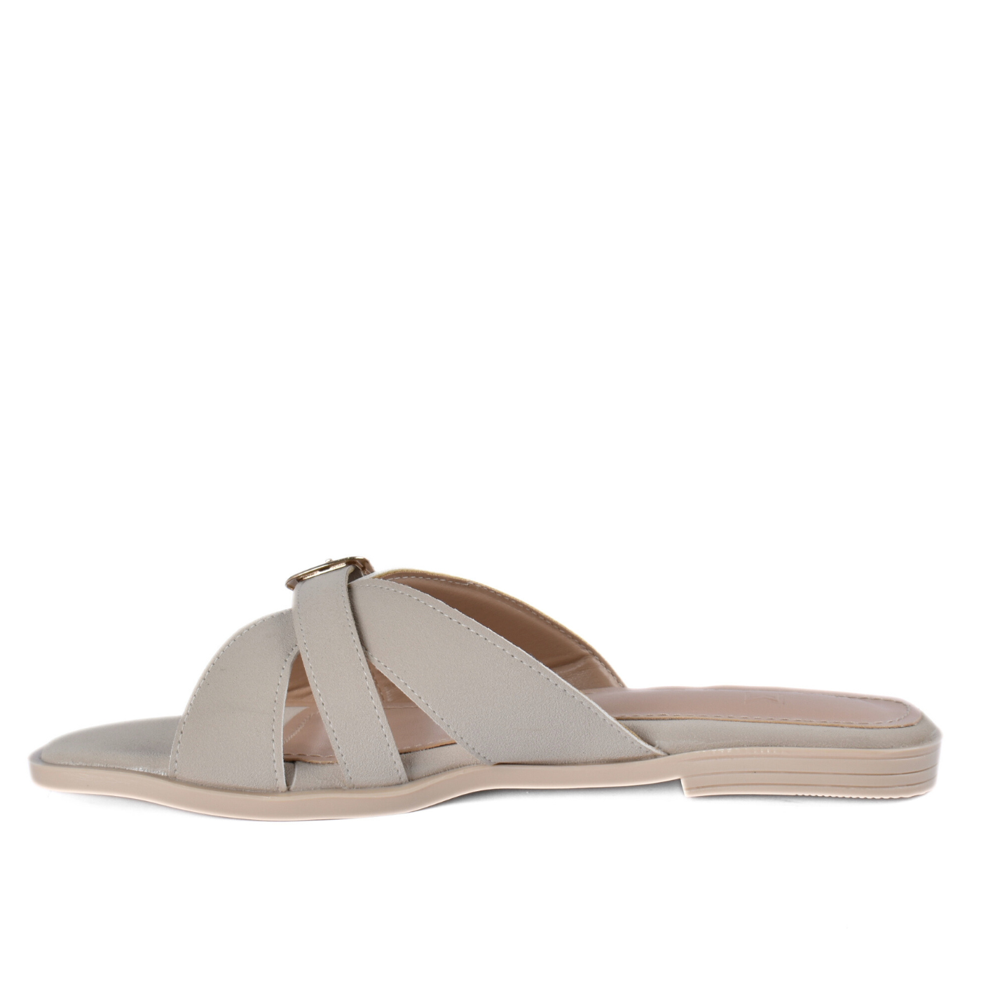 Open-Toe Flats with Buckle Detail