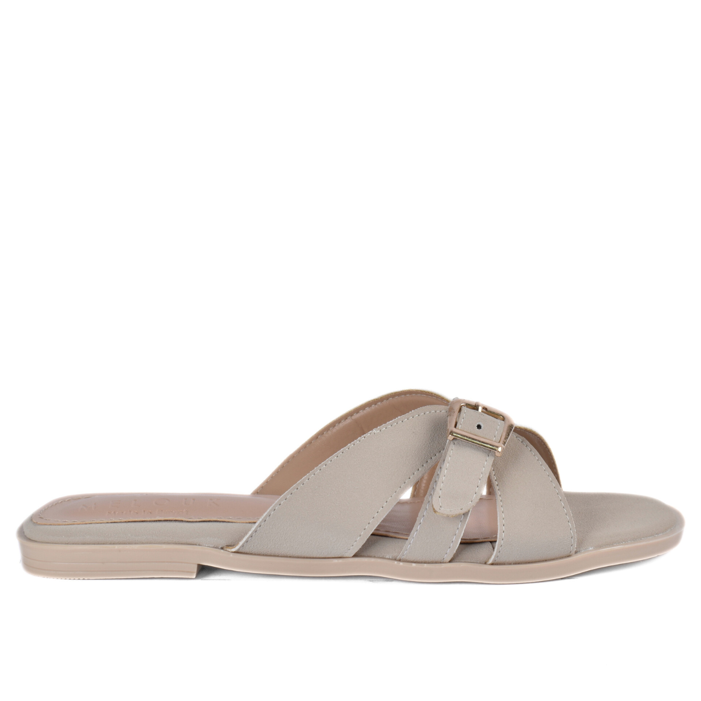 Open-Toe Flats with Buckle Detail