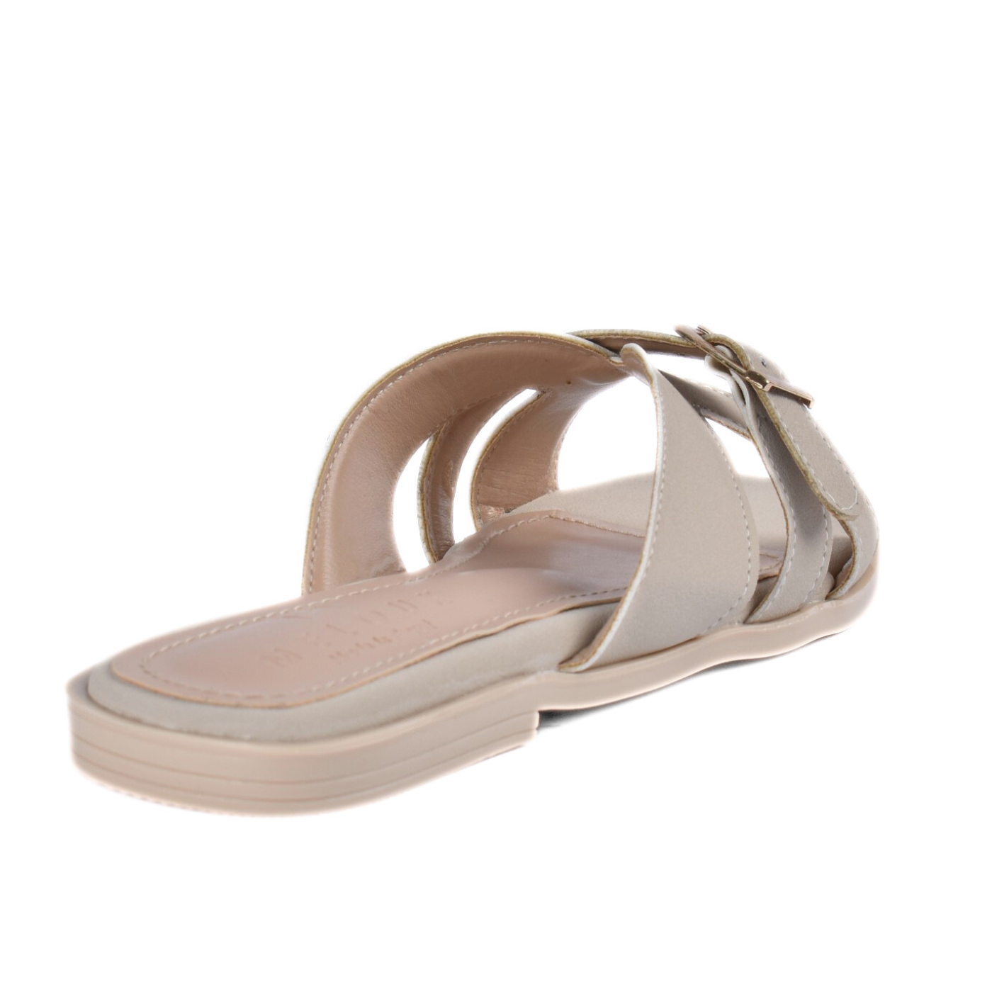 Open-Toe Flats with Buckle Detail