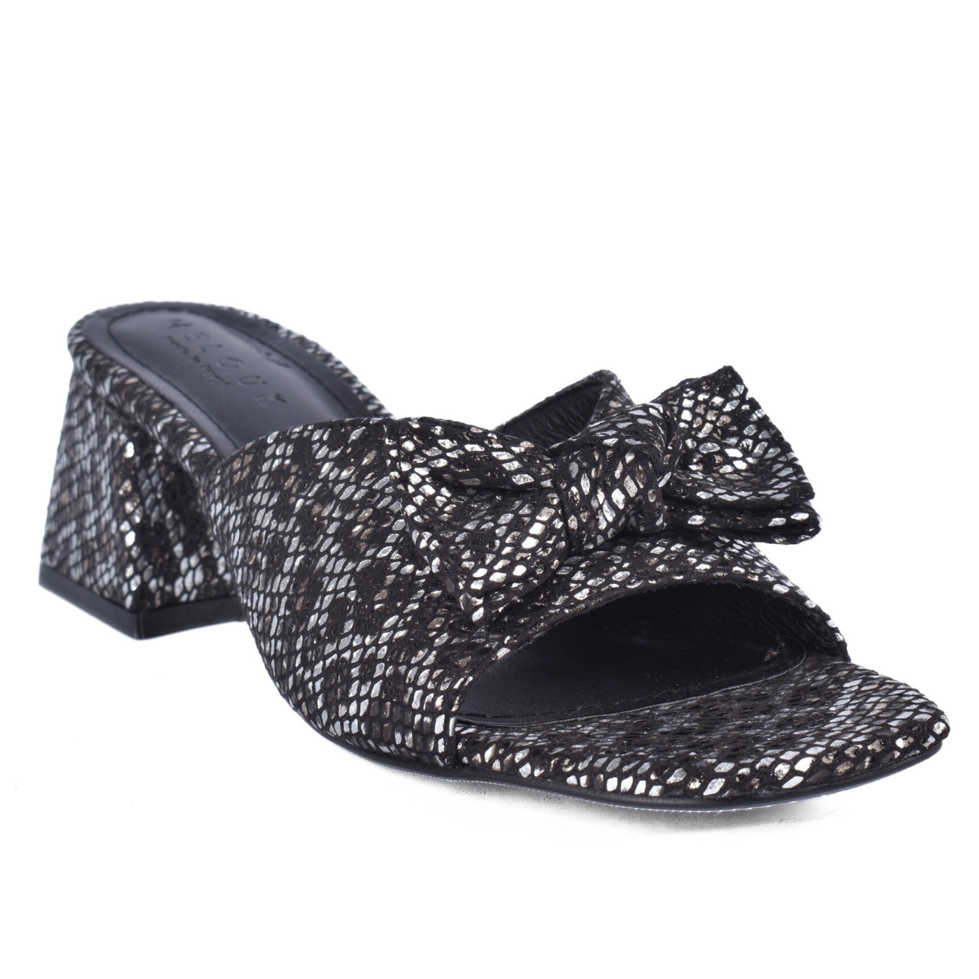 Square Toe Slipper with Decorative Bow Black Melouk