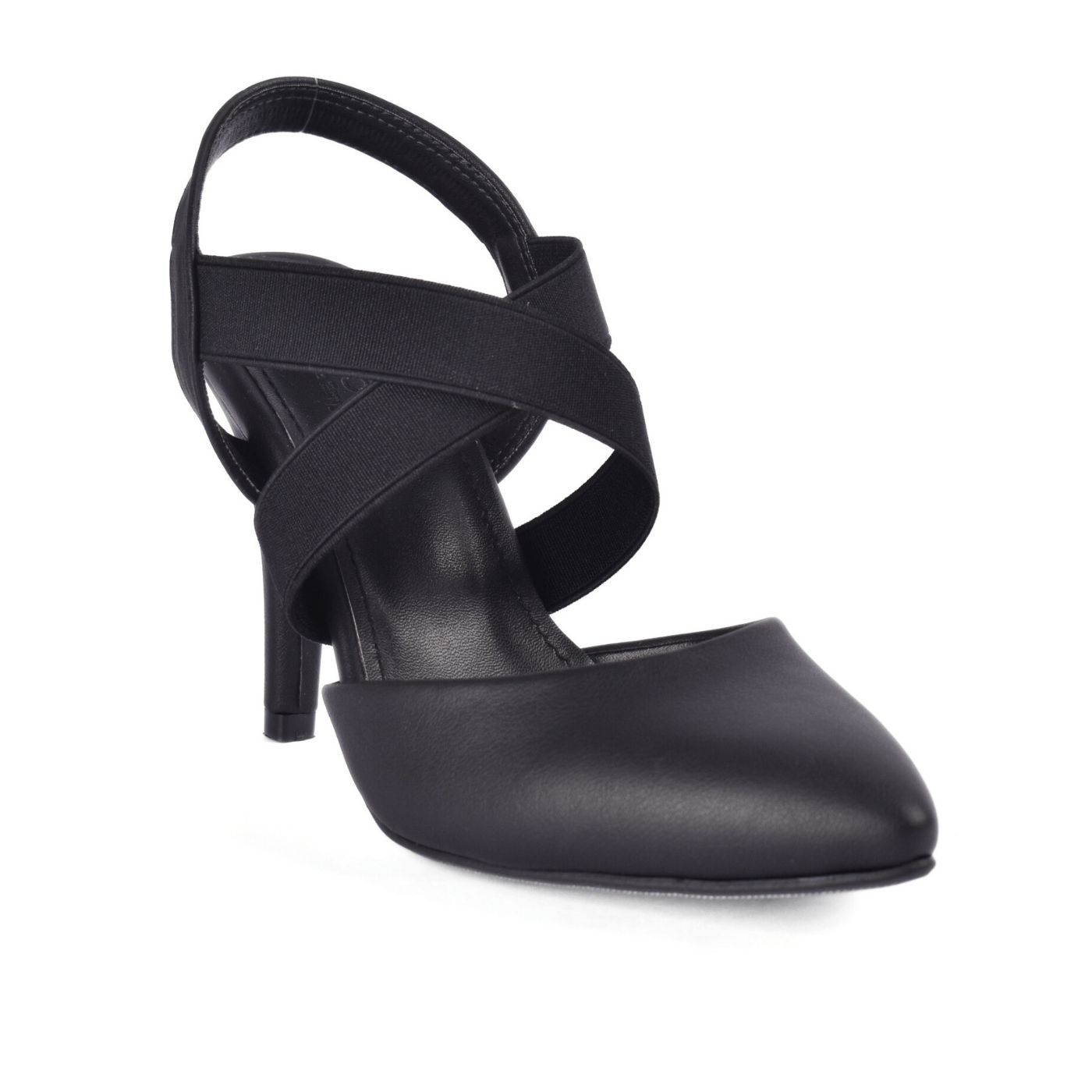 Cross Elastic Strap Sandal Black Melouk