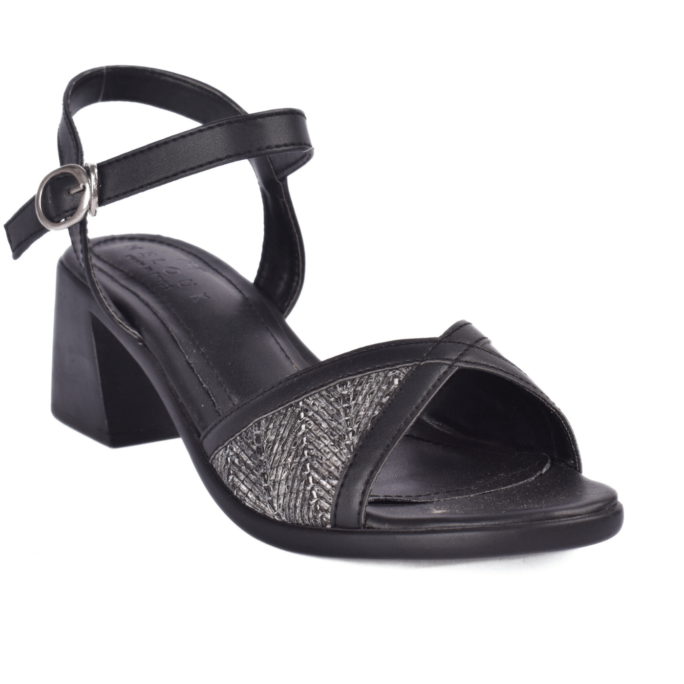 Simple Slip-On Sandals with Detail BLack Melouk