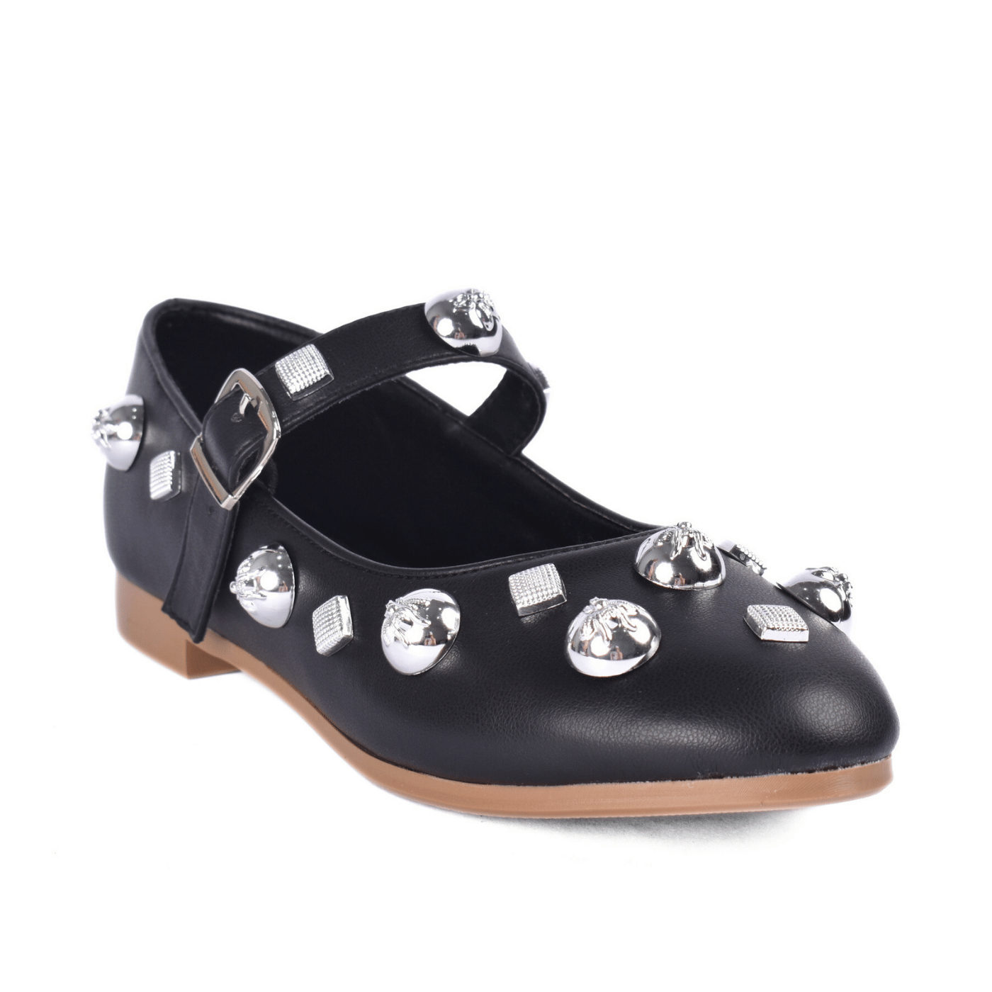 Studded Throat Slip On Leather Flats