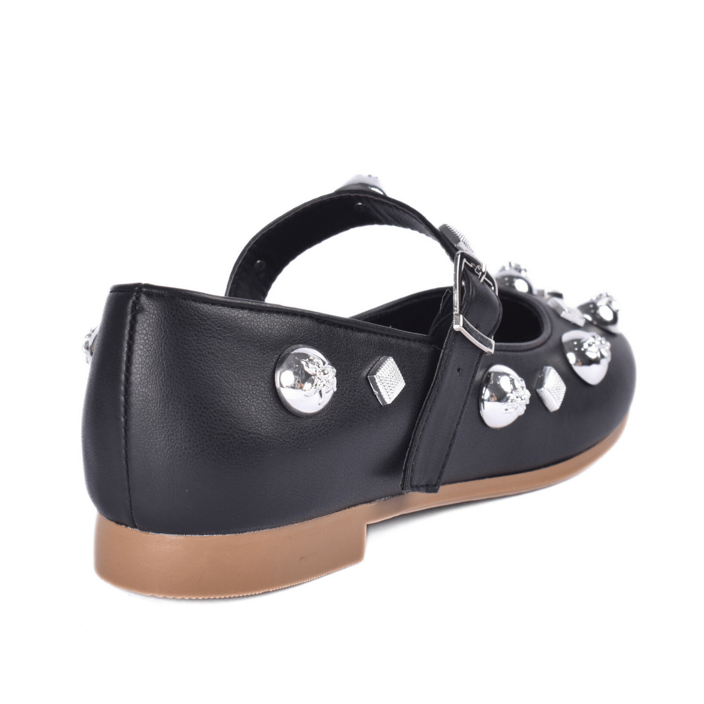Studded Throat Slip On Leather Flats