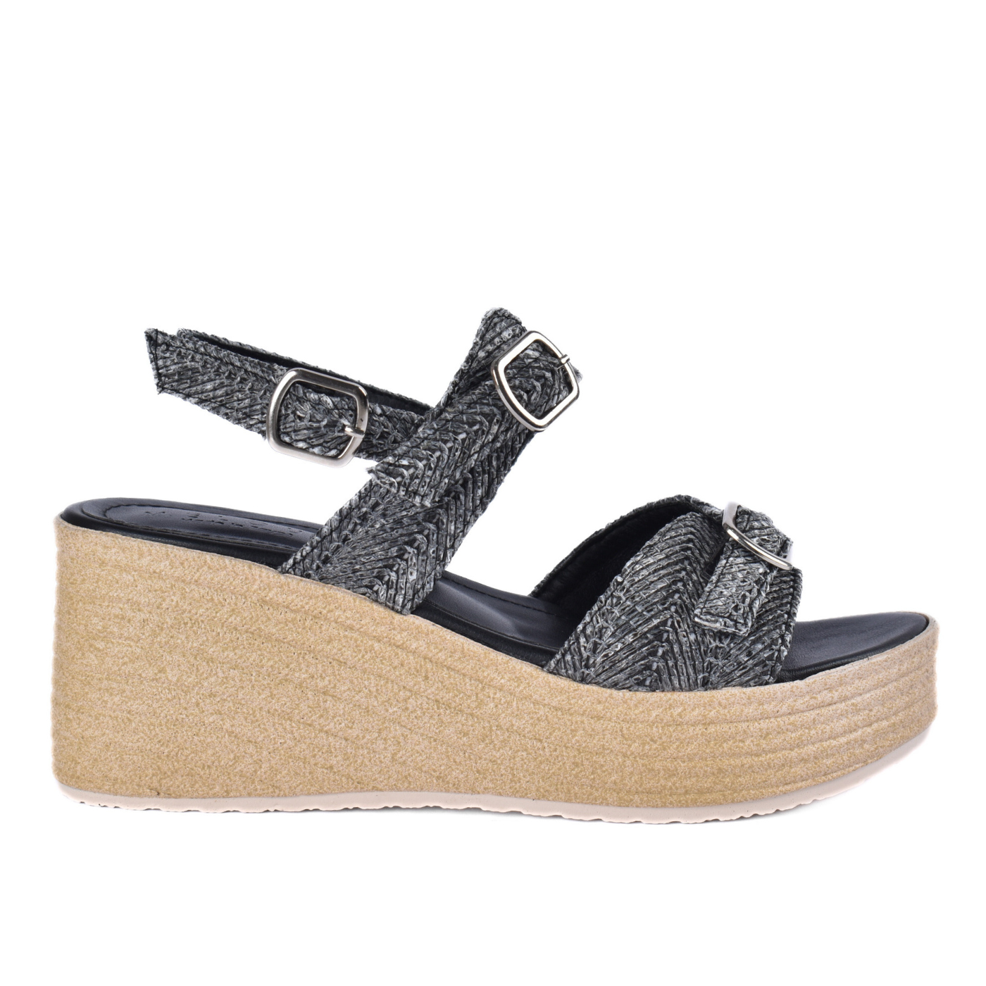 Wedge Sandals with Double Buckle Straps