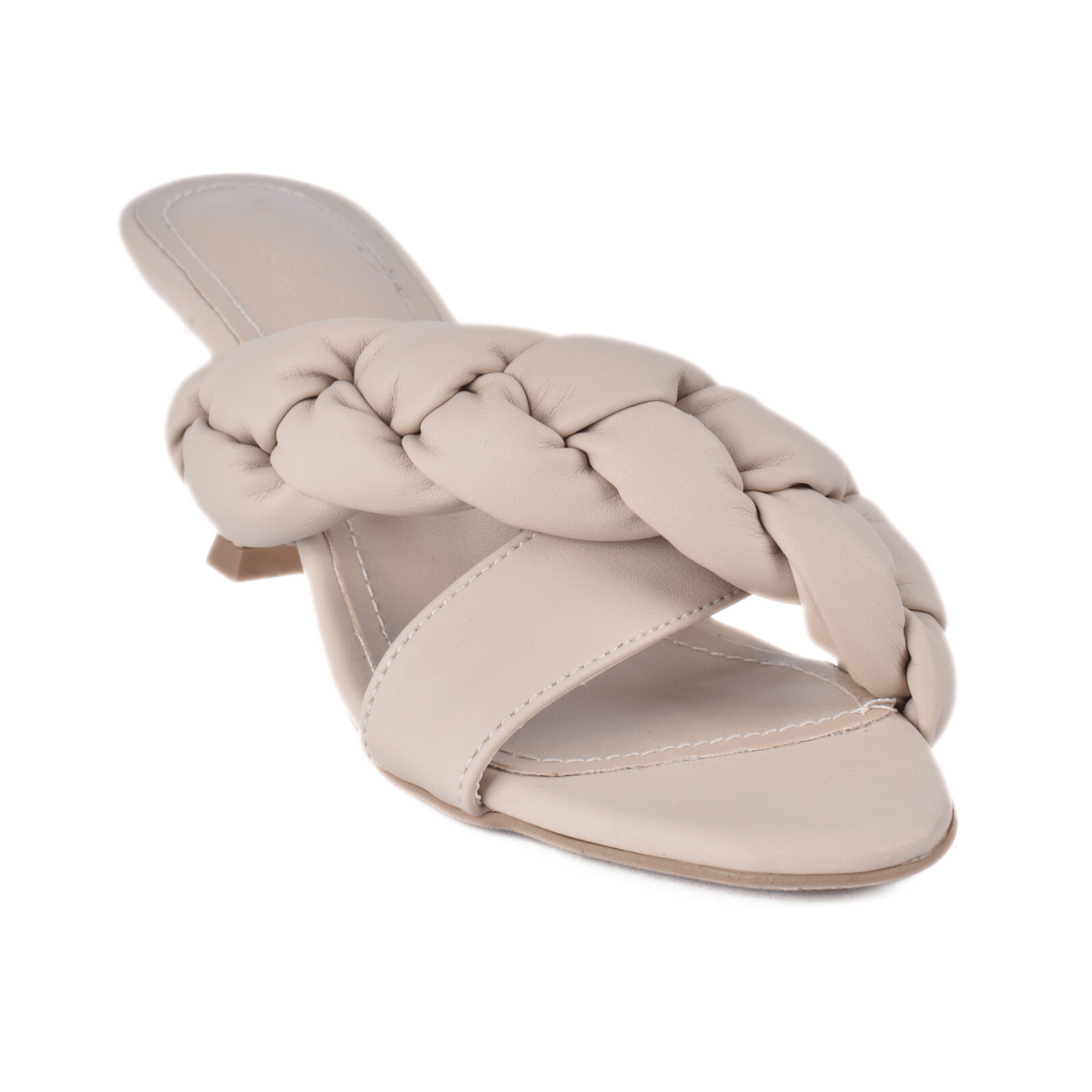 Braided Heeled Slipper Beige Melouk
